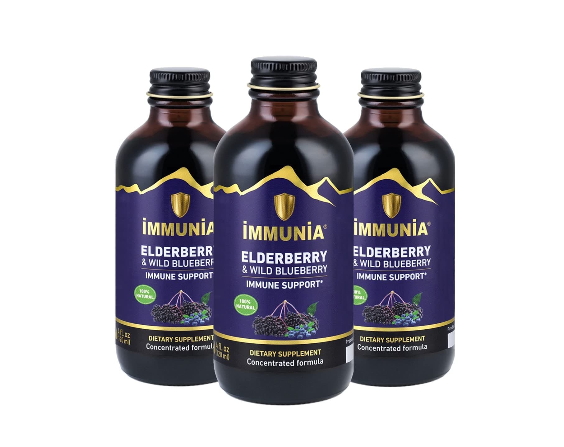 Immunia Elderberry & Wild Blueberry Concentrate – Powerful Antioxidant Support for Immune Health – 100% Natural, Great Taste, 24-Day Supply (3-Pack)