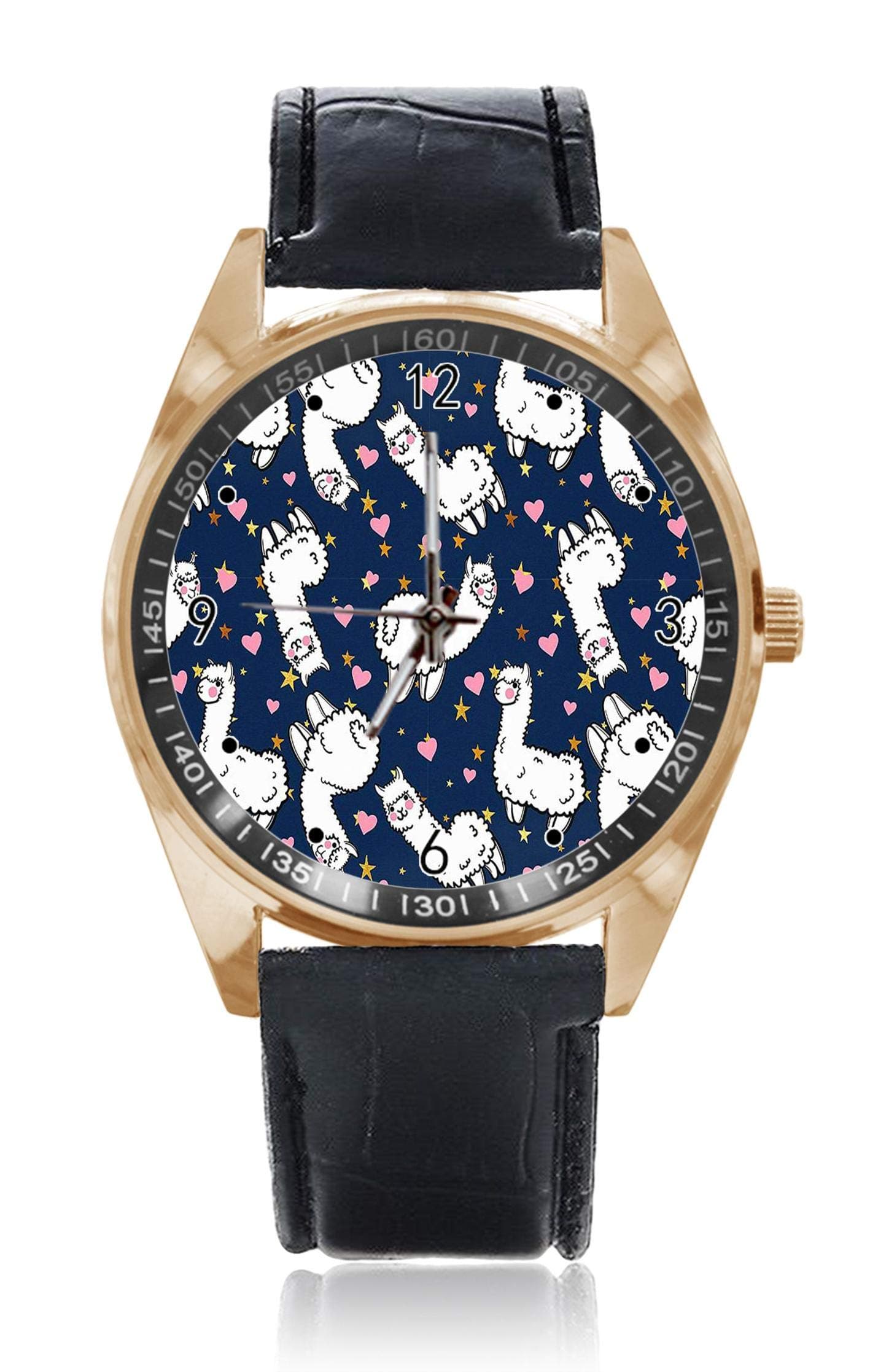 Choeter Little Sheep Custom Personalized Mens Womens Watch Waterproof Stainless Steel Quartz Wrist Watches with Replaceable Leather Band