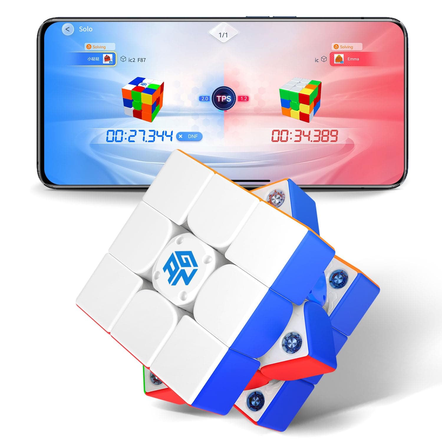 GAN 356 i Carry 2 Smart Cube, Connected Bluetooth Cube 3x3 Speed Magnetic Cube Intelligent Tracking Timing Movements Steps with CubeStation App Smooth Turning and Wellubricated for Beginners Pros