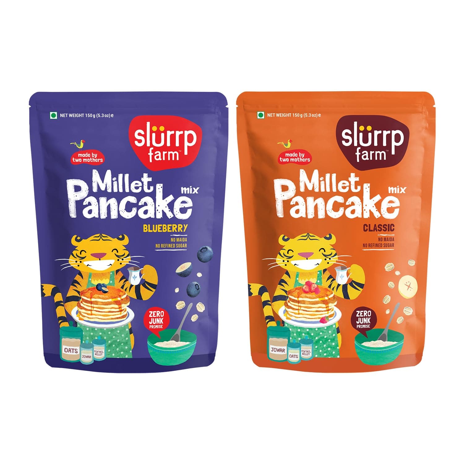 Millet Pancake Mix Combo Blueberry & Classic | No White Flour, Wheat & Refined White Sugar | Supergrain Millets Rich in Nutrients | 10.5Oz (Pack of 2)