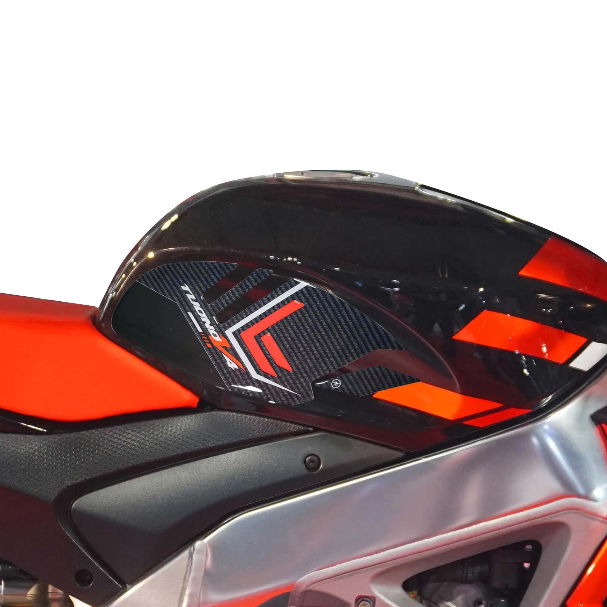 labelbike - 3D Stickers Motorcycle Fuel Tank Sides Protection and Decoration in Resin Compatible with Aprilia Tuono V4 and V4 Factory 2021-2022 Color Red Carbon Black Gray