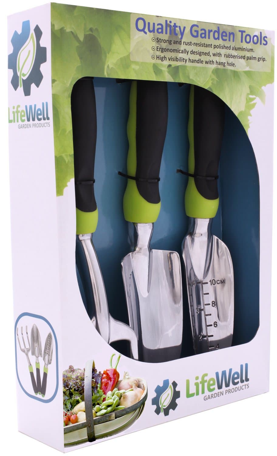 3-Piece Garden Tool Set. No More Sore Hands & The Toughest Gardening Tools You'll Ever Buy Set Includes Trowel, Transplanter, Rake/Cultivator Plus Growing Tips E-Book.
