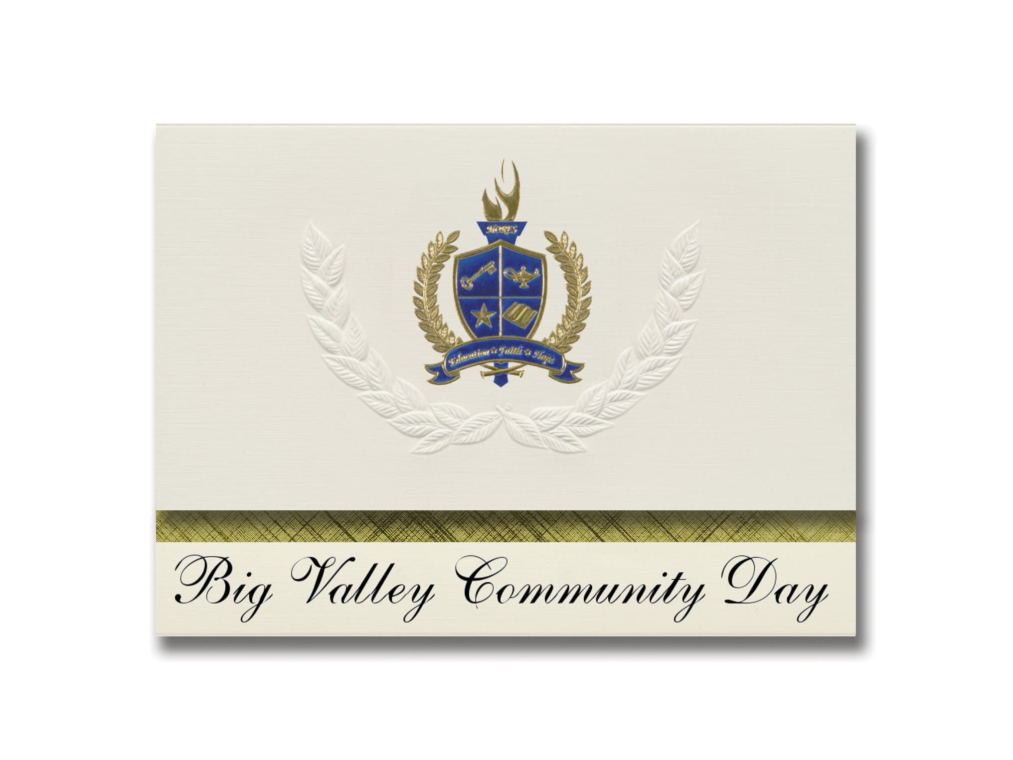 Signature Announcements Big Valley Community Day (Bieber, CA) Graduation Announcements, Presidential style, Basic package of 25 with Gold & Blue Metallic Foil seal