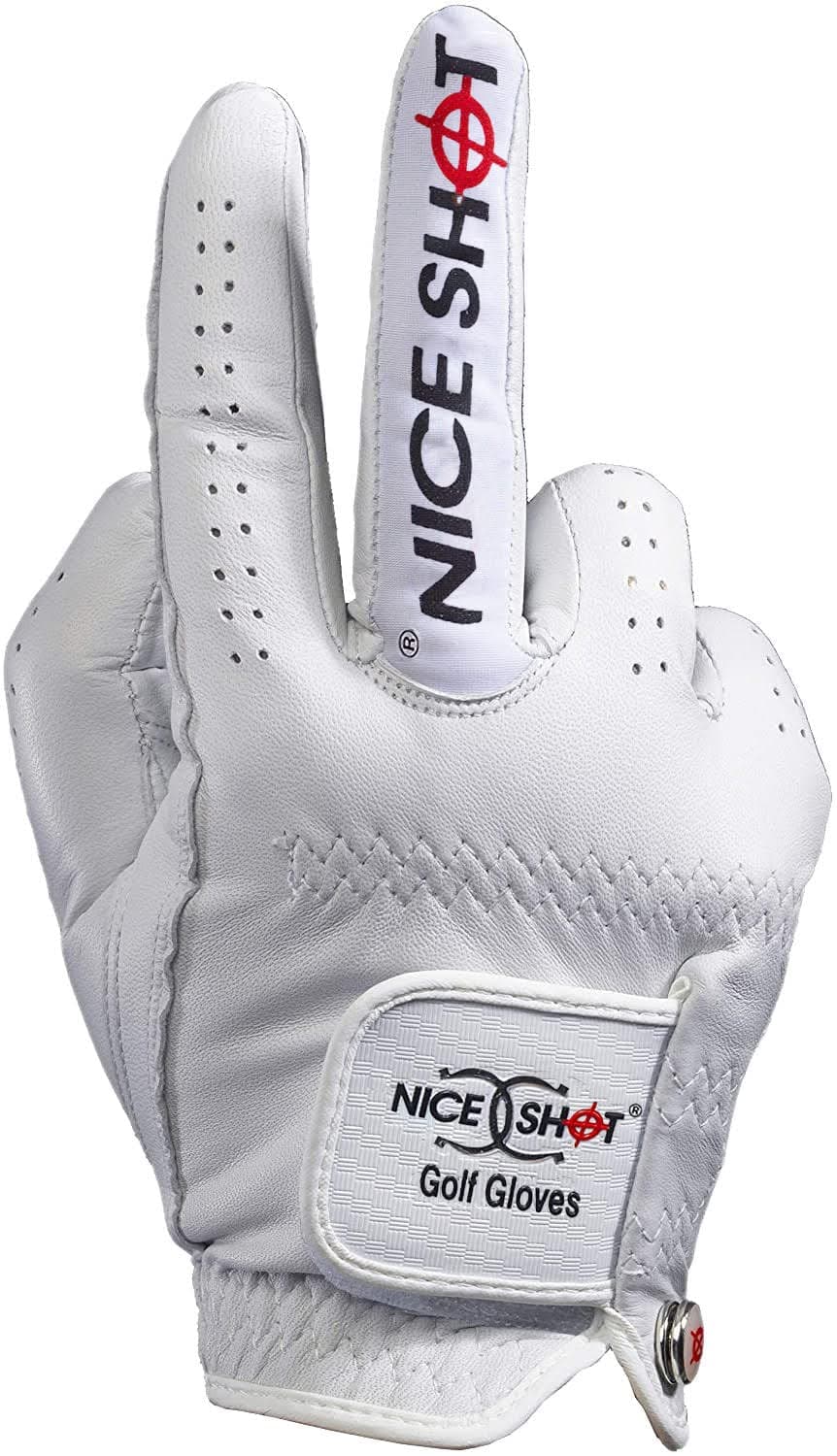 - Nice Shot The Bird Men's Golf Glove in Premium White Cabretta Leather