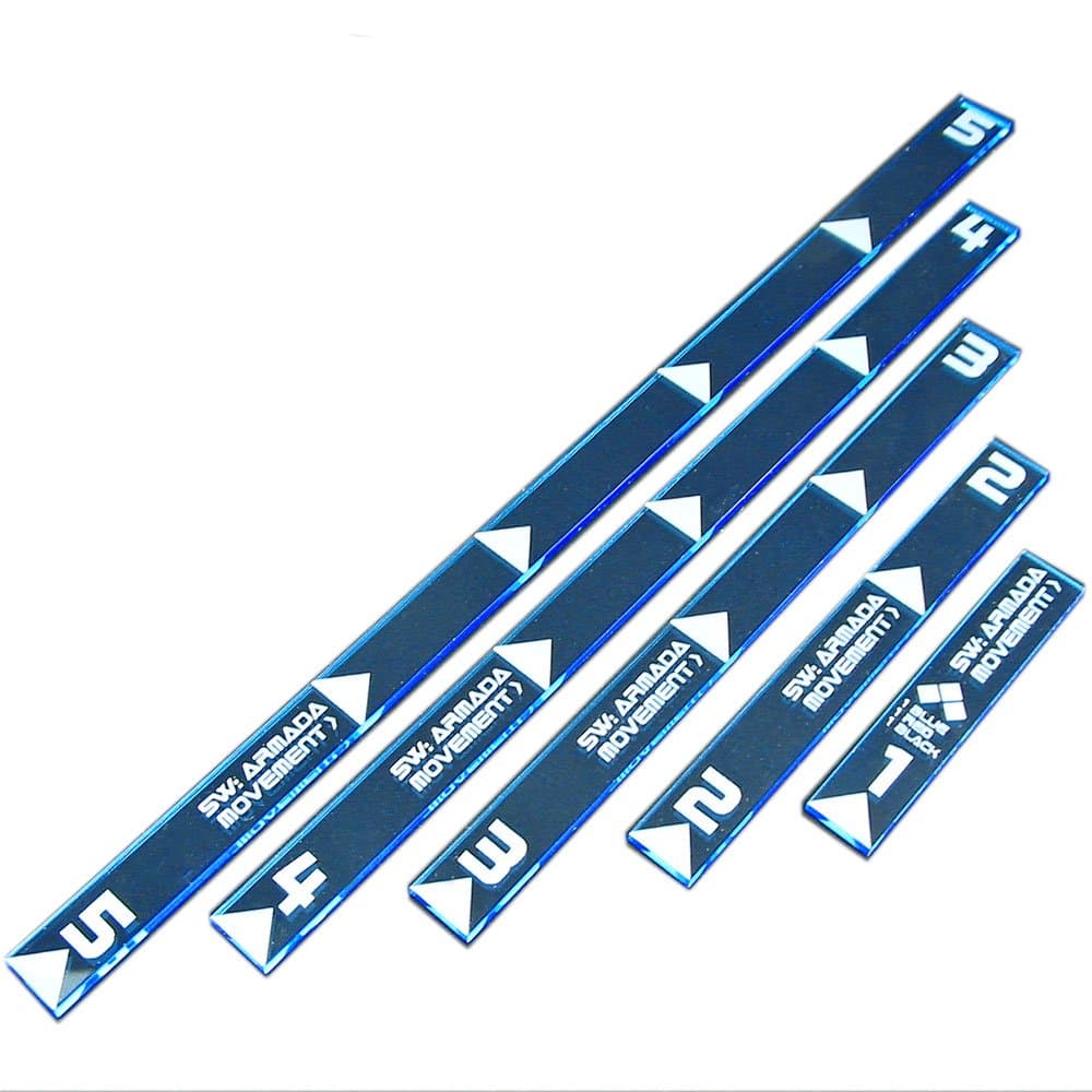 Armada Multi Range Movement Ruler Set | Compatible with Star Wars: Armada | 5 Pack (Fluorescent Blue)