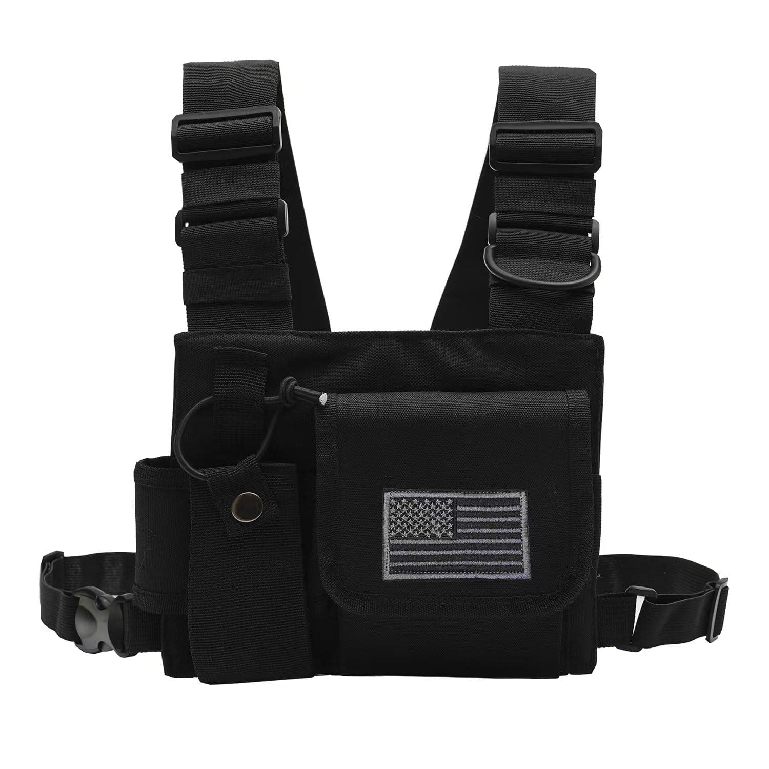 Radio Chest Harness Chest Front Single Pack Pouch Holster Vest Rig for Motorola Midland Kenwood Baofeng Retevis Walkie Talkie with Reflective Strips Shoulder