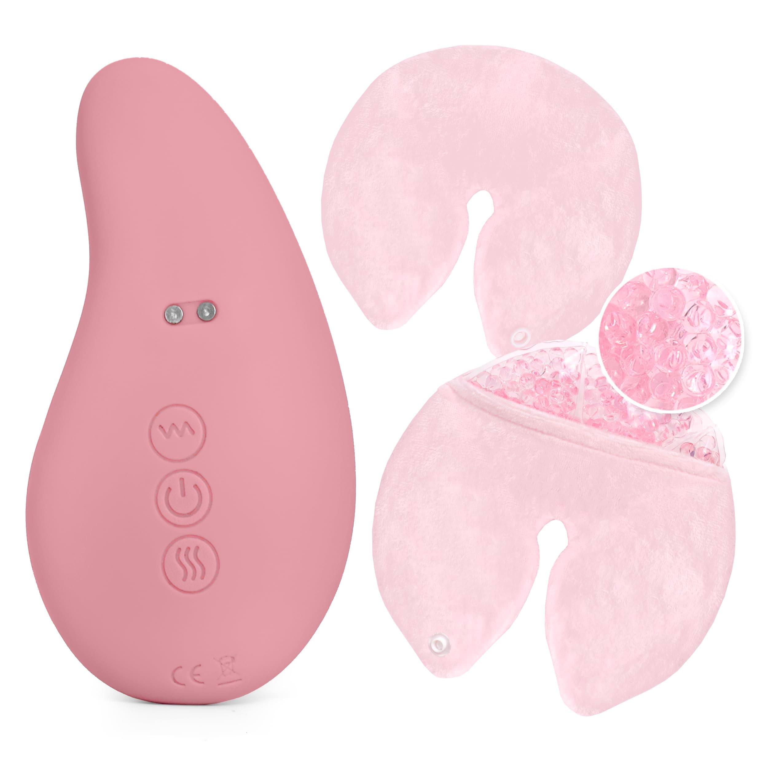 IDEALY - Lactation Massager- Breastfeeding Essentials Support Kit for Nursing Moms - Vibrating Lactation Massager with Heat and Breast Therapy Pads: Improve Milk Flow and Relieve Clogged Ducts