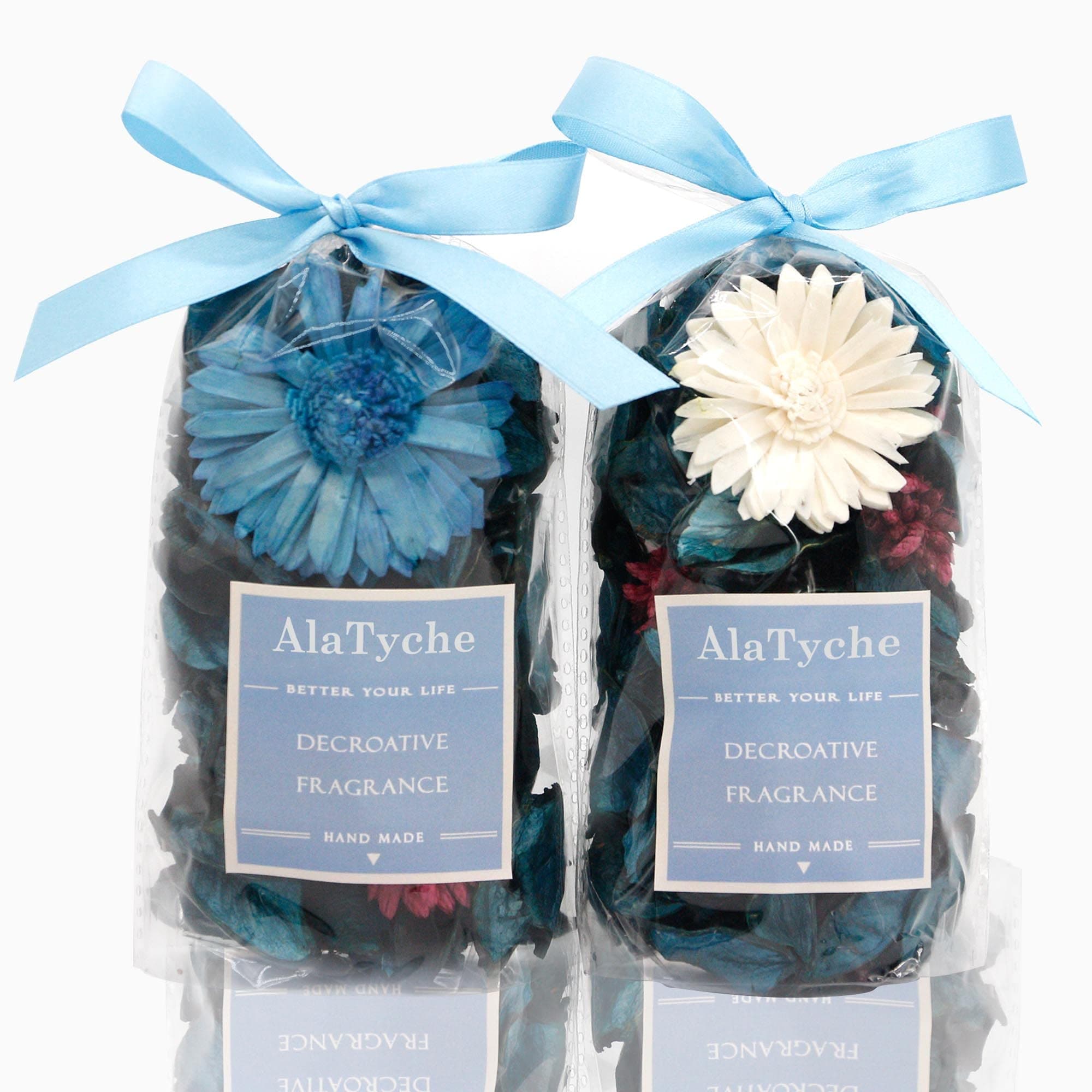 AlaTyche Teal Potpourri Bags, Potpourri Bowl Filler, Ocean Scented Potpourri Dried Flower, Home Fragrance Sachet of Petal, Beach Wedding Party Vase Decor (Coastal Breeze)-Small