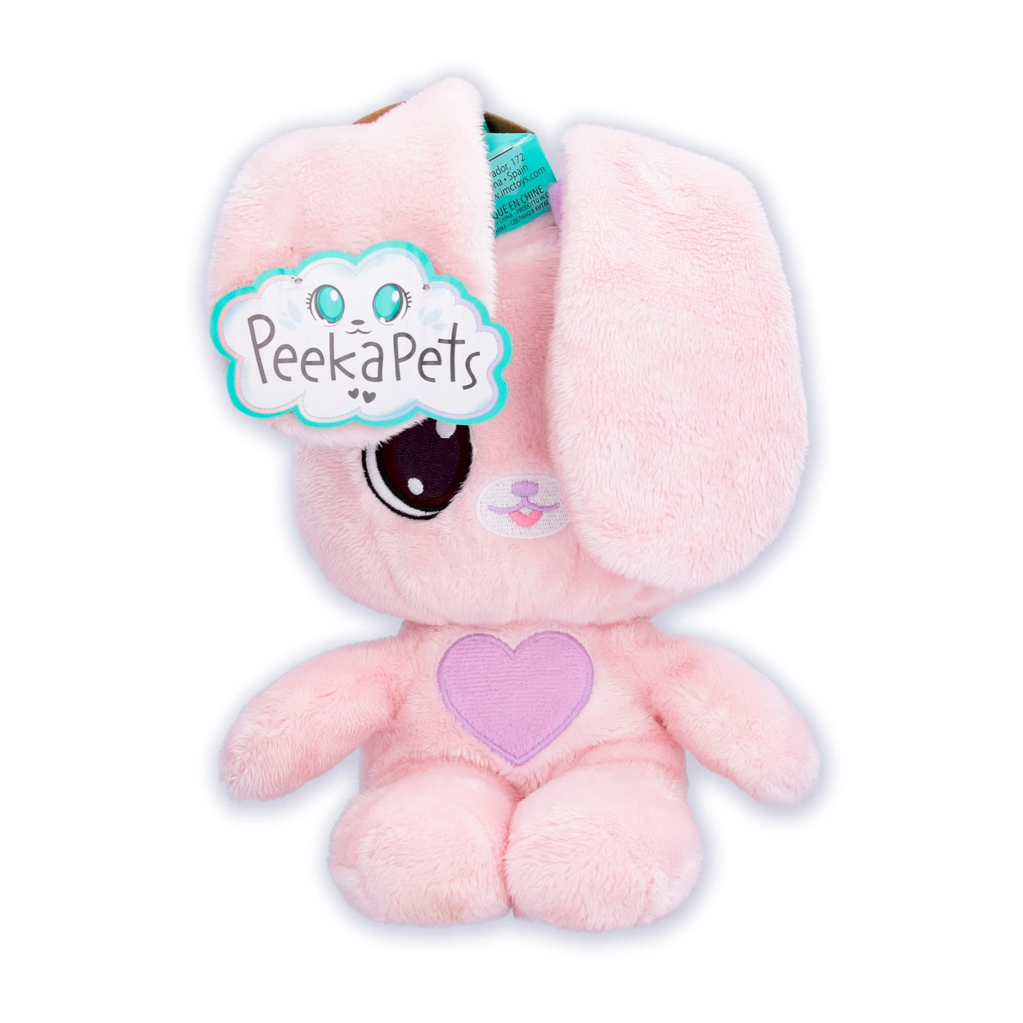IMC Toys Peekapets Peek-A-Boo- Bunny Pink Plush - Stuffed Animal, Plush Doll - Great Gift for Kids Ages 1-3