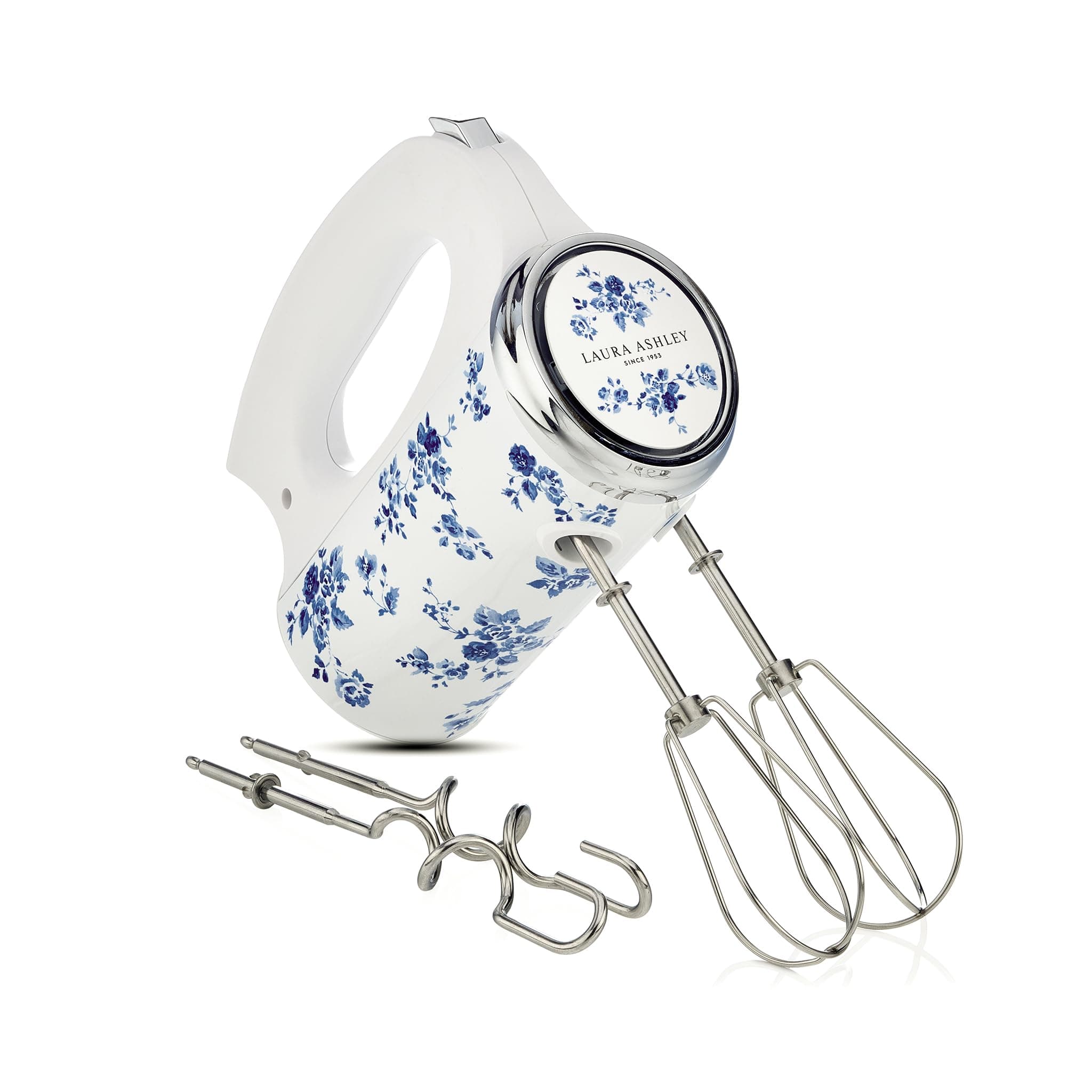 Laura Ashley 300W Electric Hand Mixer. Electric Whisk for Baking with 5 variable speeds. Hand Held Mixers for Baking with Durable Stainless Steel Beaters. Easy to Clean Light Weight Cake Mixer