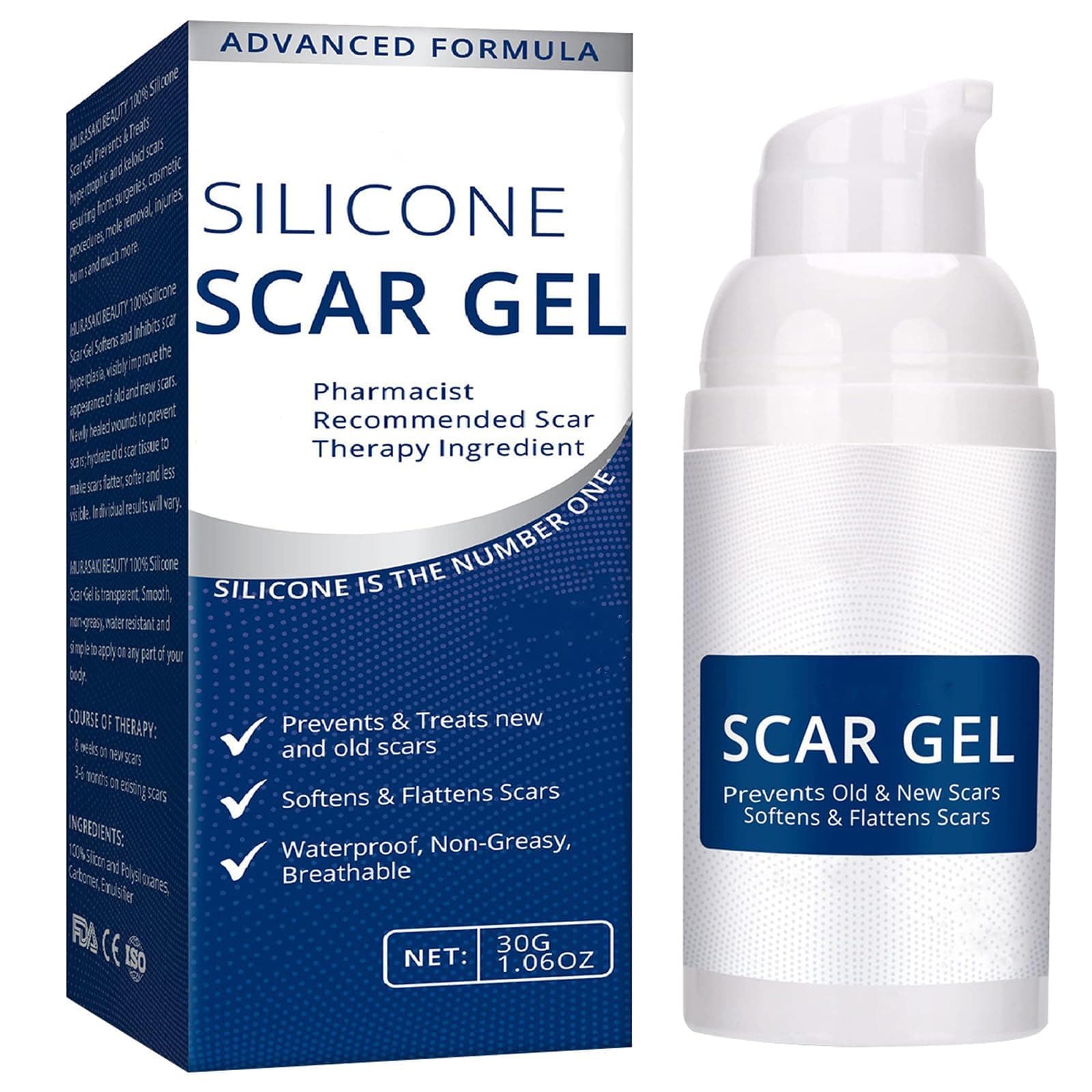 Silicone Scar Gel - Scar Cream - 30g Scar Removal - Scar Treatment - Scar Removal Cream for Keloids, C-Section, Burn, Surgery, Acne, Surgery - Effective for Old and New Scar