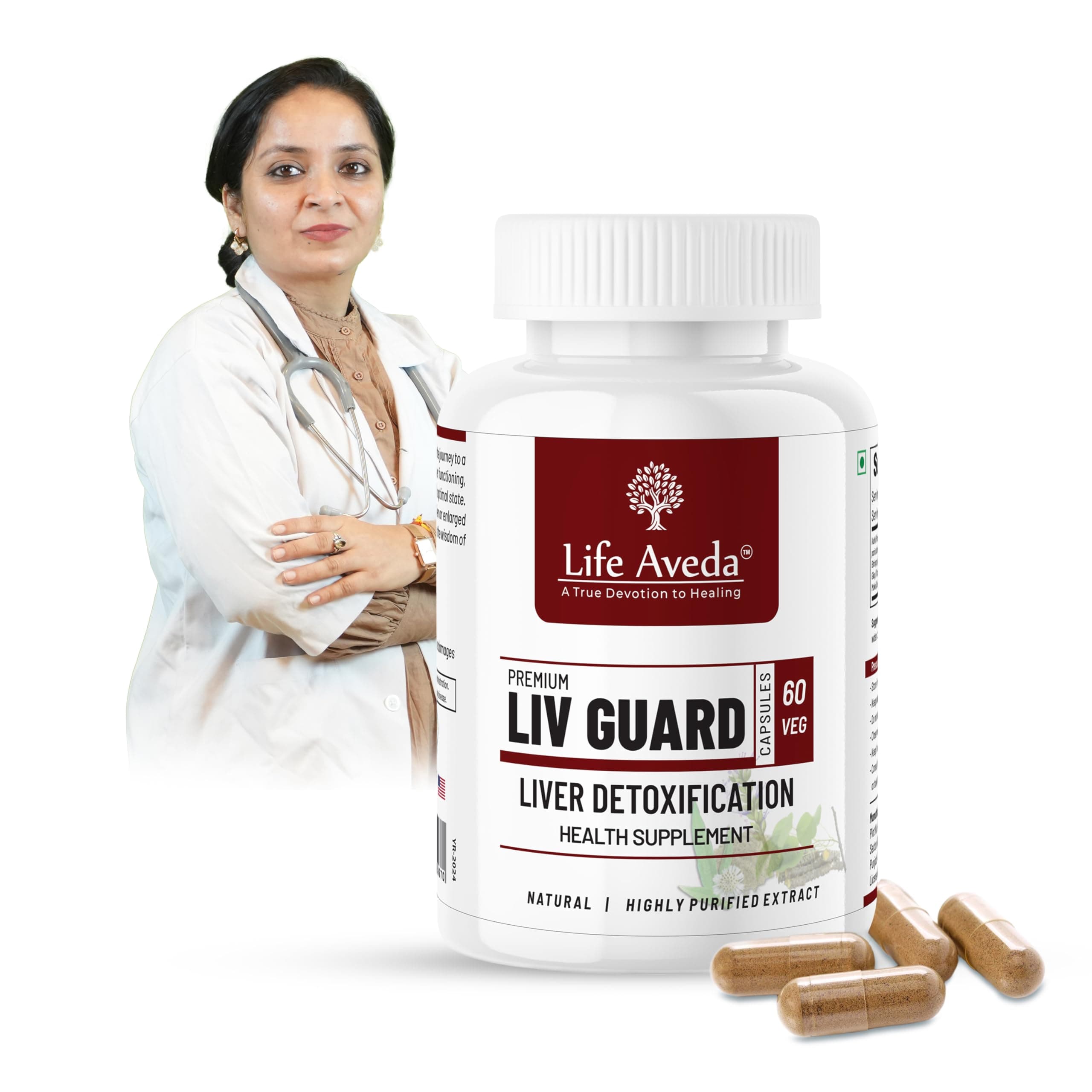 Liv Guard for Fatty Liver and Liver Detox Supplement | Help and Support Digestion, Blood purifier, Liver Function & Metabolism | Organic & Natural Ayurvedic Lever Detox Capsules | 60 Veg Caps (One Month Supply)