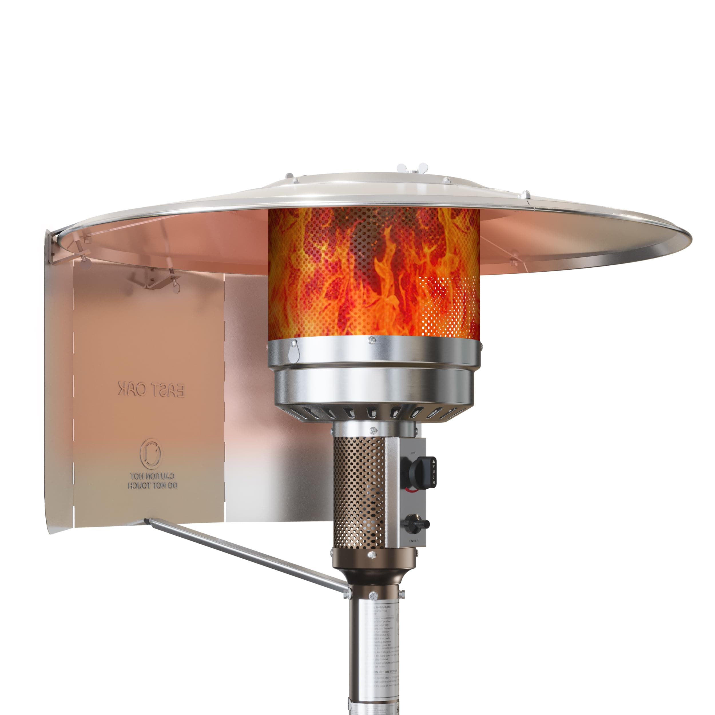 EAST OAK Patio Heater Reflector Shield, Outdoor Heater Reflector Shield as Patio Heater Replacement Part with Support Rod for Extra Heat Reflecting Power, Enegy Saving and Directional Heating, Silver
