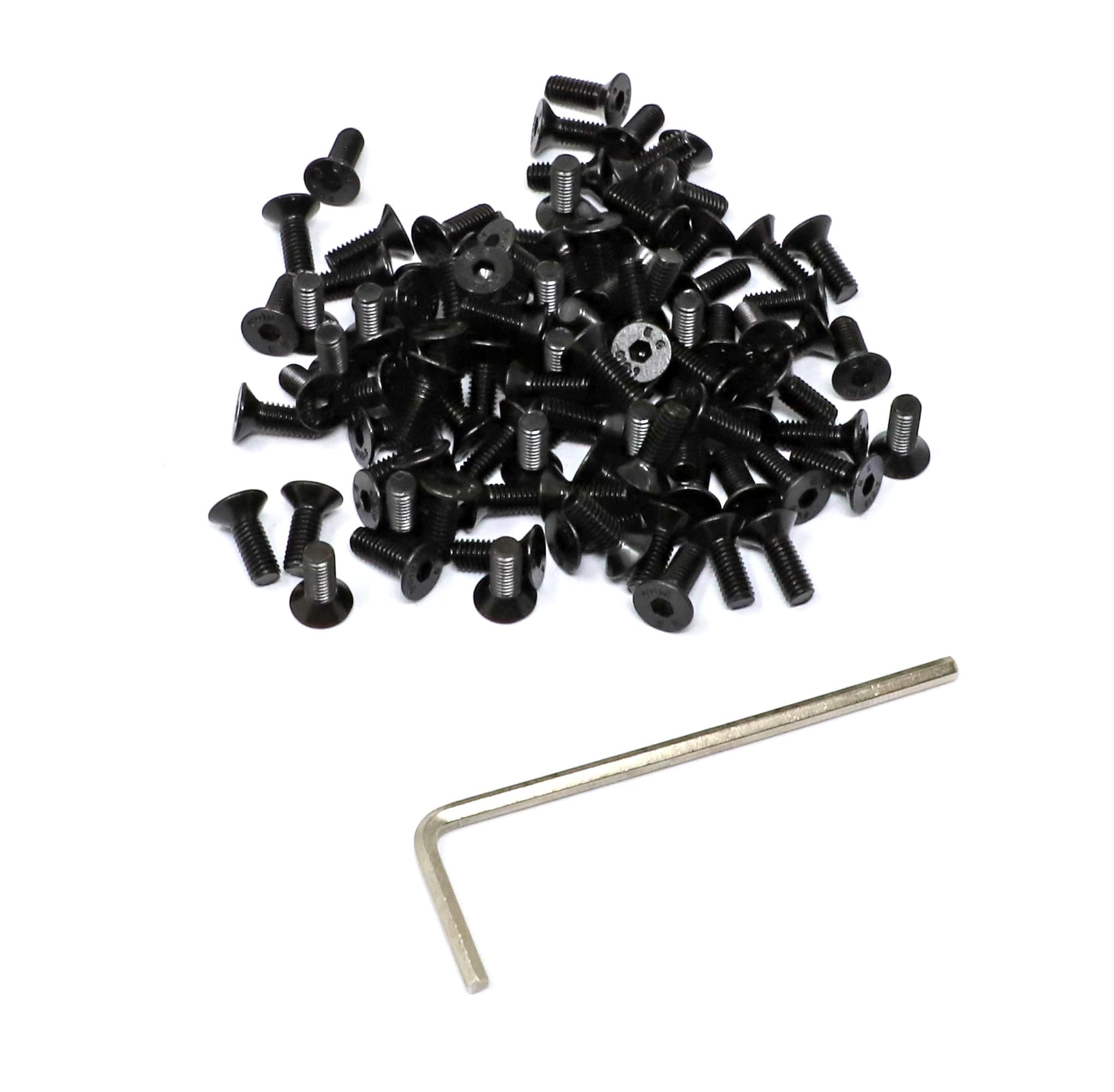 iexcell 100 Pcs M3 x 8 Alloy Steel 10.9 Grade Hex Socket Flat Head Cap Screws Bolts Assortment Kit, Black Oxide Finish