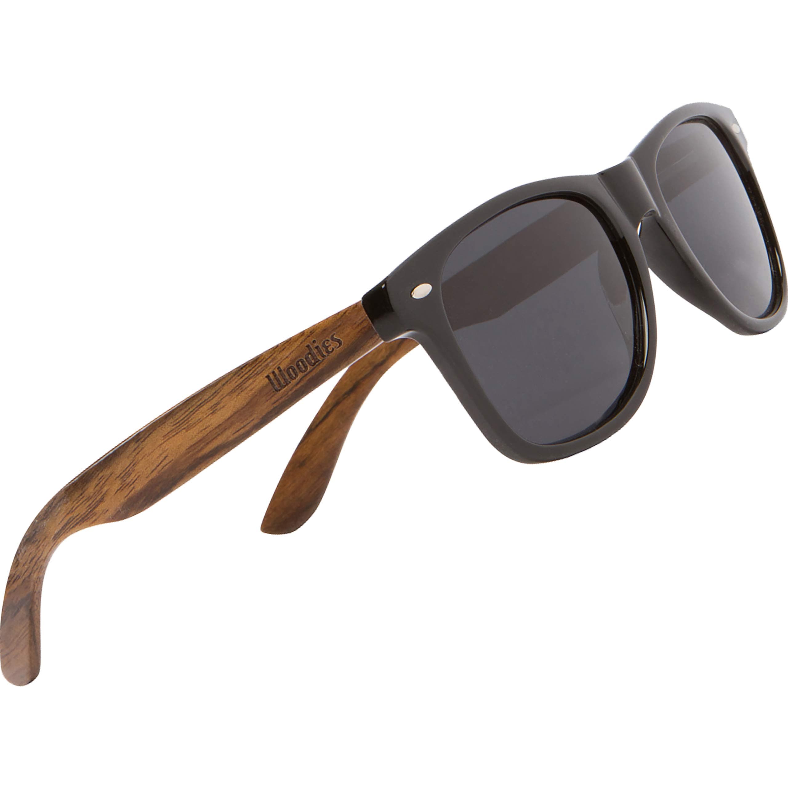 Walnut Wood Sunglasses with Black Polarized Lenses for Men and Women | 100% UVA/UVB Ray Protection