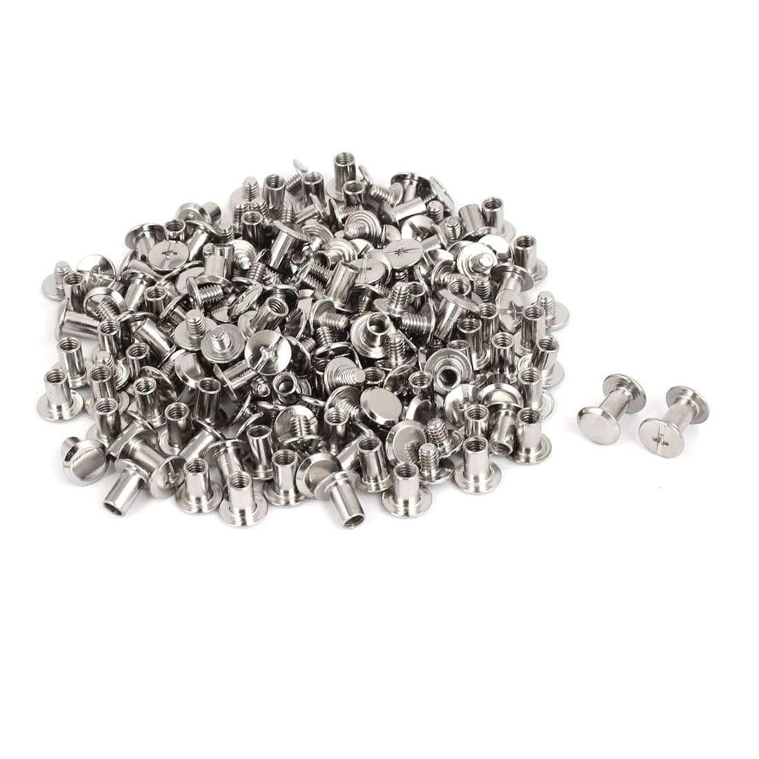 IIVVERR M5x8mm Leather Craft Belt Metal Nail Rivets Chicago Screws Binding Post 100pcs (M5x8mm Artesanía en cuero Nail Metal Clavos de Chicago Tornillos de unión Post 100pcs