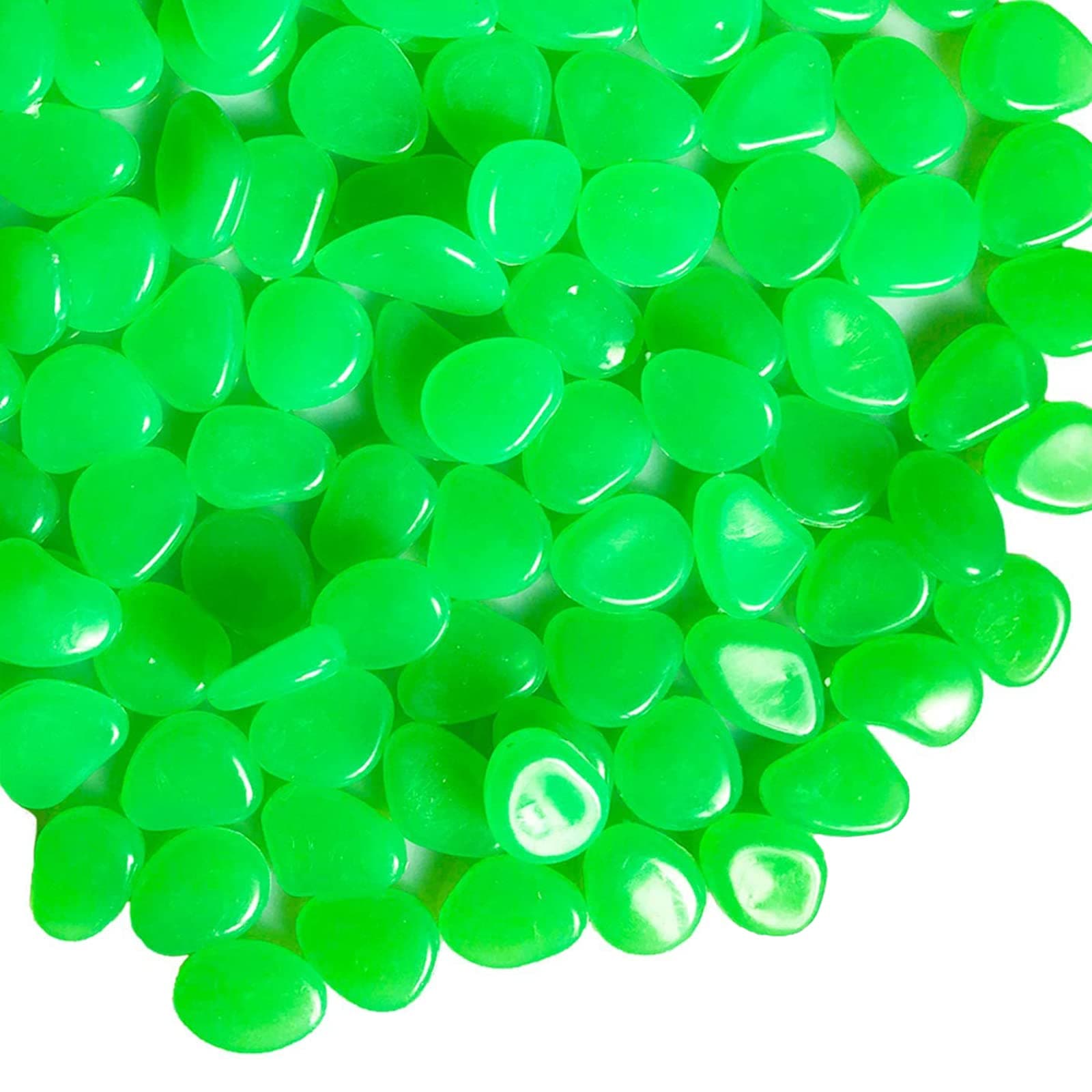 Oubest Glow in The Dark Rocks Glow Pebbles Decor for Garden/Fish Tank/Aquarium/Walkway/Driveway/Plant Pots/Bonsai (100, Green)
