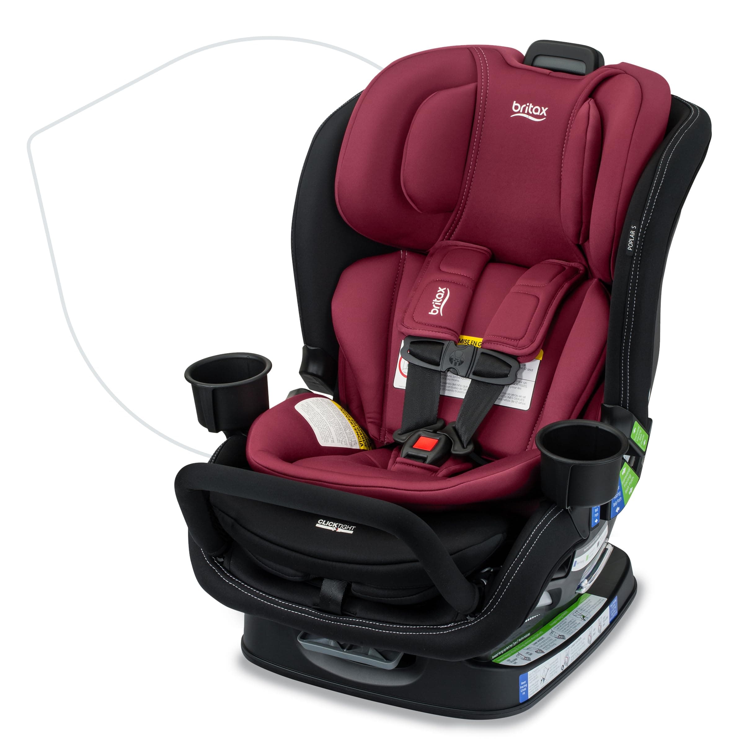 Poplar S Convertible Car Seat, 2-in-1 Car Seat with Slim 17-Inch Design, ClickTight Technology, Ruby Onyx