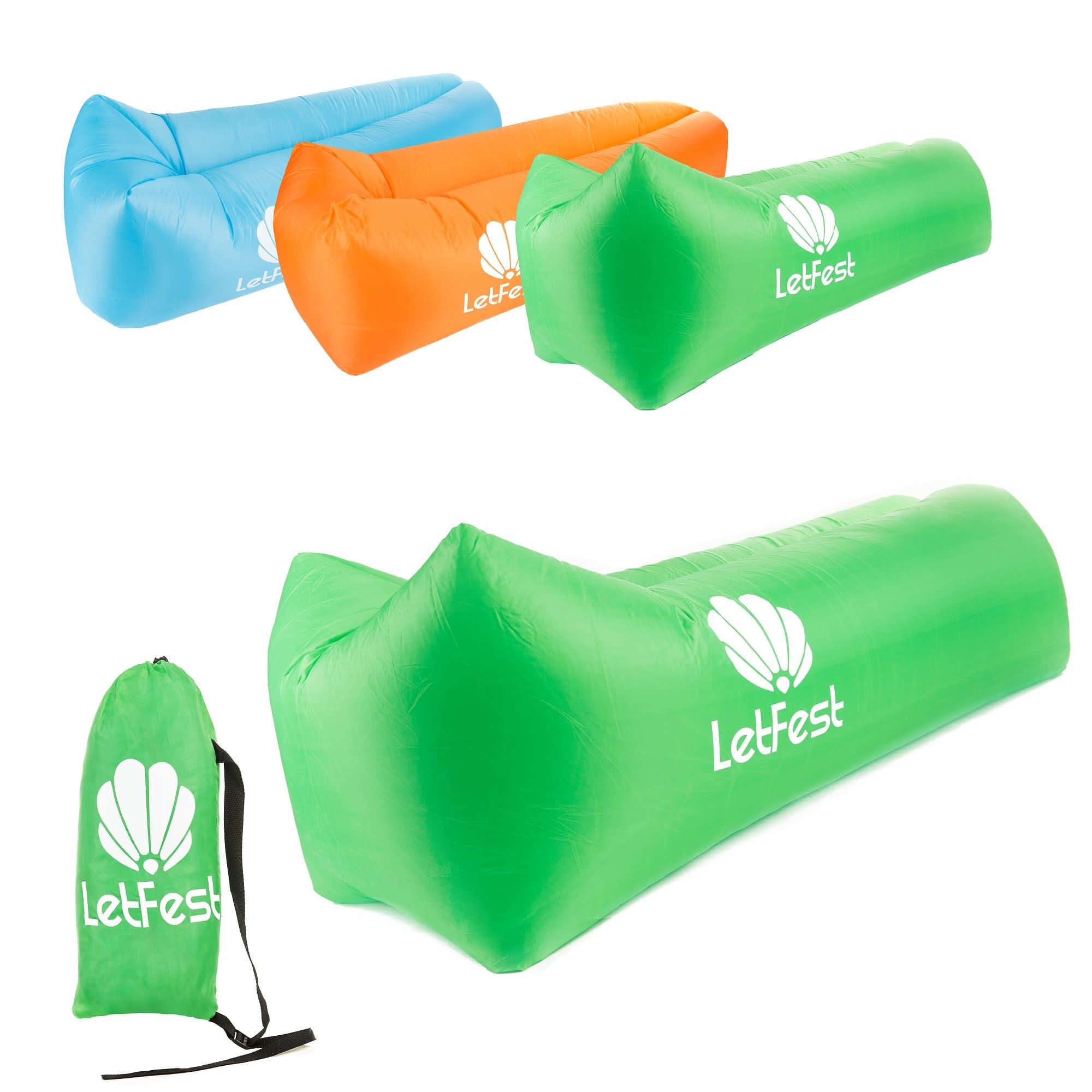 Inflatable Air Lounger with Carrying Bag for Festival, Pool Party, Camping, Beach, Hiking - Made of Strong Durable Lightweight Polyester - Great for Napping, Resting or Relaxing Indoors and Outdoors