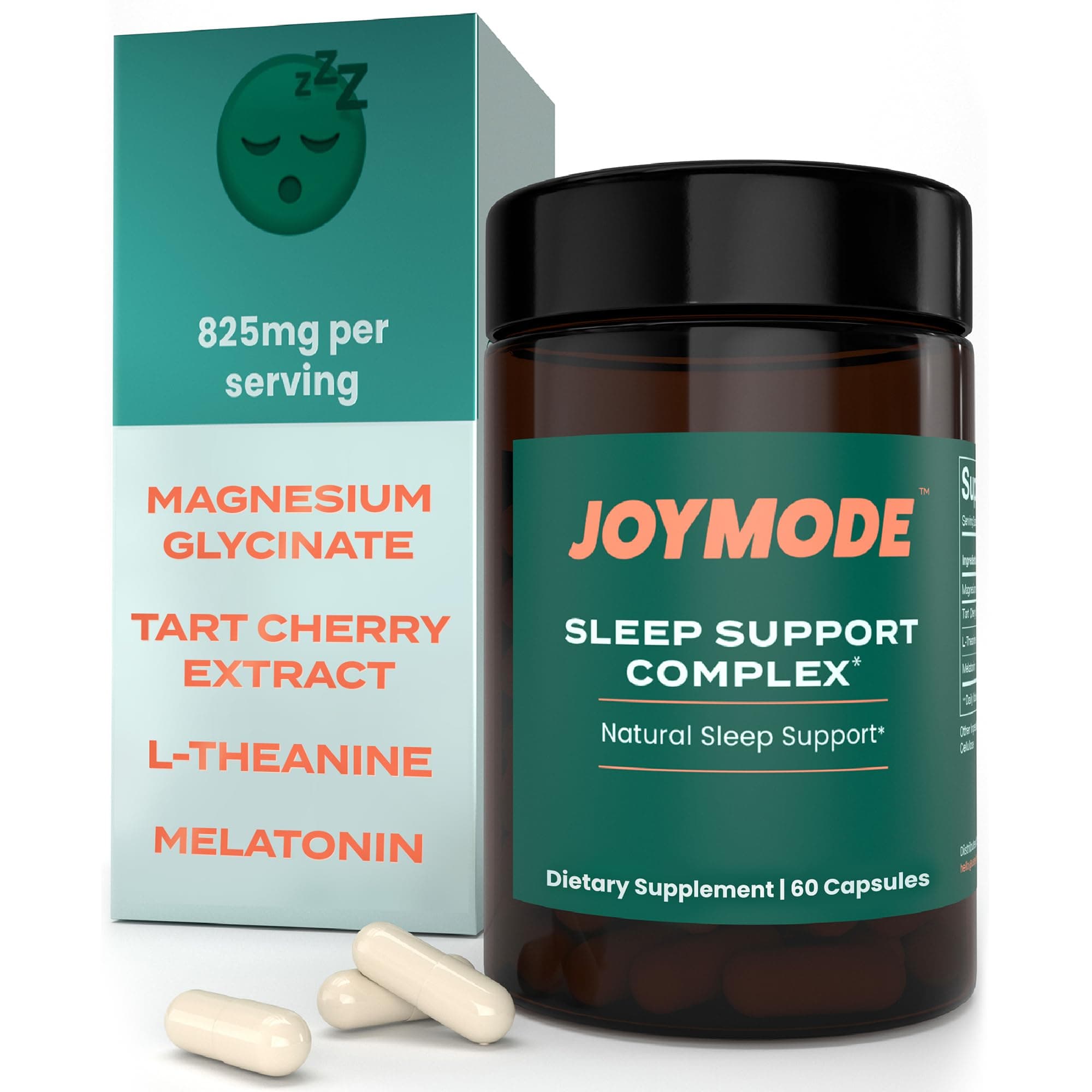 JOYMODE Sleep Aid Supplement for Adults (60 ct) with L Theanine, Melatonin & 125mg Magnesium Glycinate, 500mg Tart Cherry Extract from CherryPURE for Sleep Support