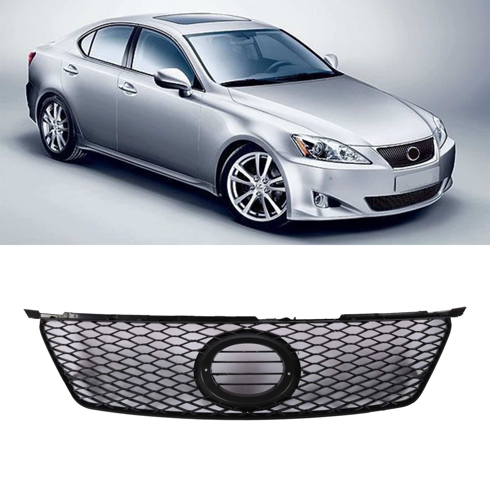 PENSUN Front Bumper Mesh Grill Grille Fit for 2006-2008 Lexus IS250/IS350 Black Sport Front Hood