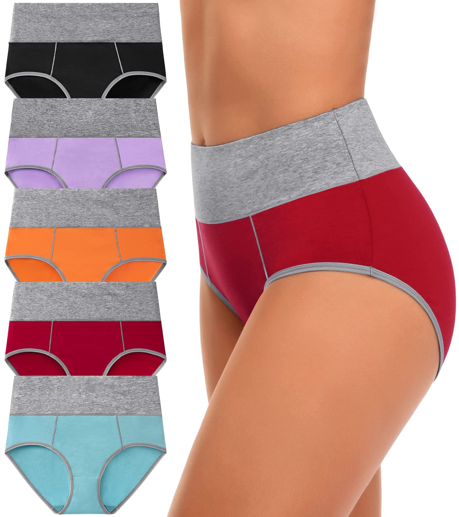 CULAYIIHigh Waisted Underwear for Women Cotton No Muffin Top Full Coverage Briefs Soft Stretch Ladies Panties 5 Pack