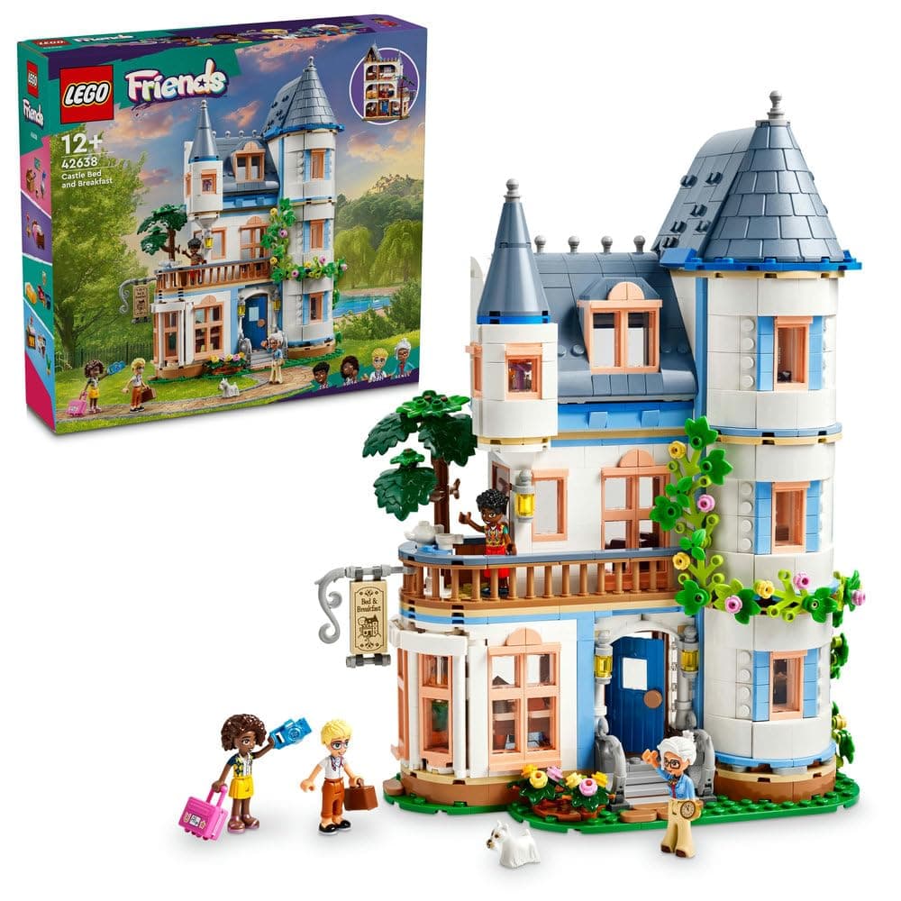 Friends Castle Bed and Breakfast Hotel Playset, Building Toy for 12 Plus Year Old Kids, with 4 Minidolls, a Dog Figure and Accessories, Ramadan Gift Idea for Girls, Boys and Teens 42638