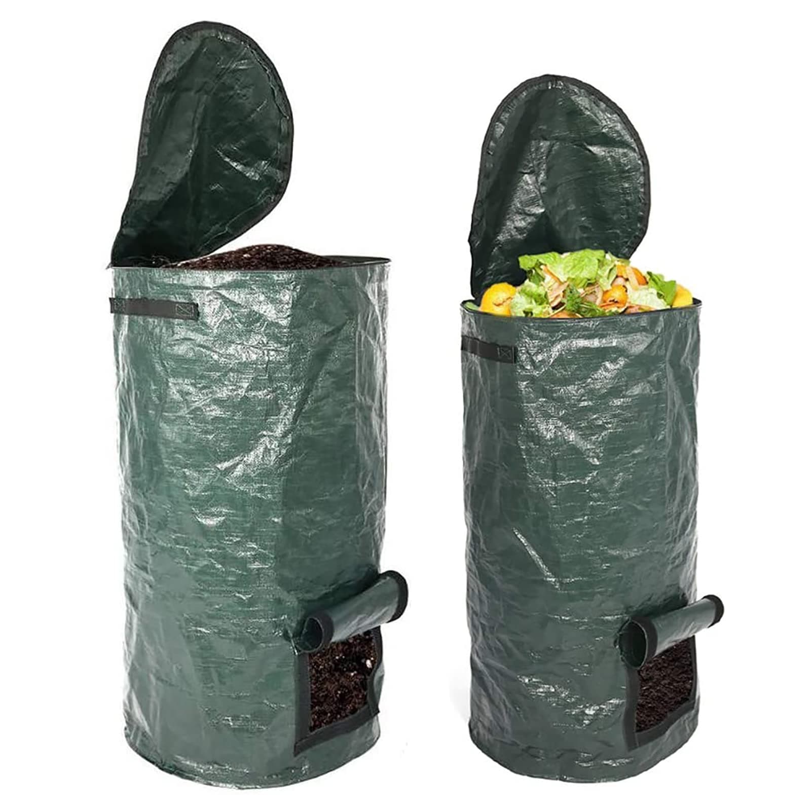 INNOLITES Organic 2 Pack 15 Gallon / 34 Gallon Garden Compost Bins Environmental Reusable Pe Waste Disposal Compost Bags for Kitchen Garden Yard