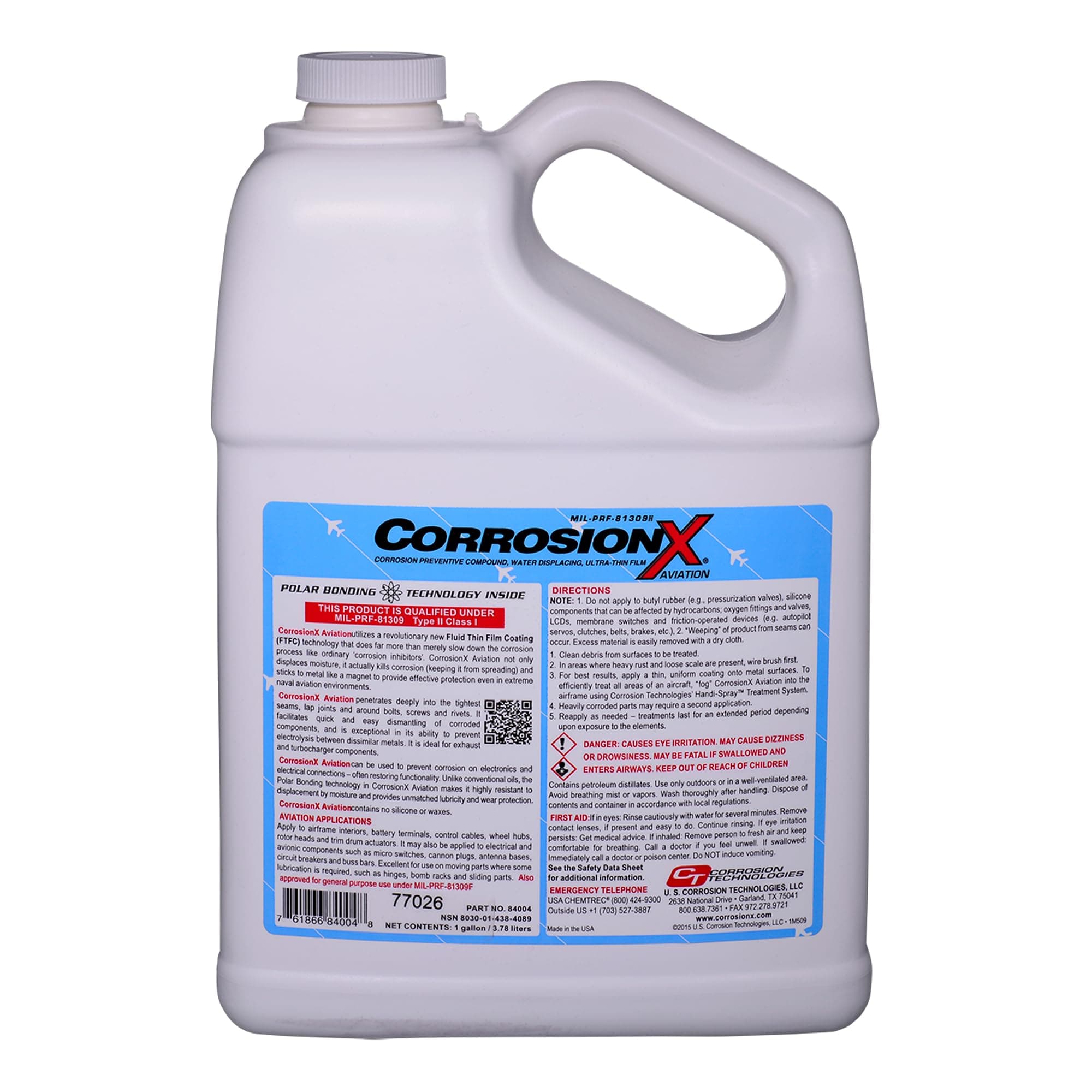 CorrosionX Aviation, Long-Lasting Polar Bonding Anti-Corrosion Aviation-Grade Spray, Displaces Moisture, Instantly Stops Corrosion, Self-Healing Protection for Aircraft & Electronics, 1 Gallon