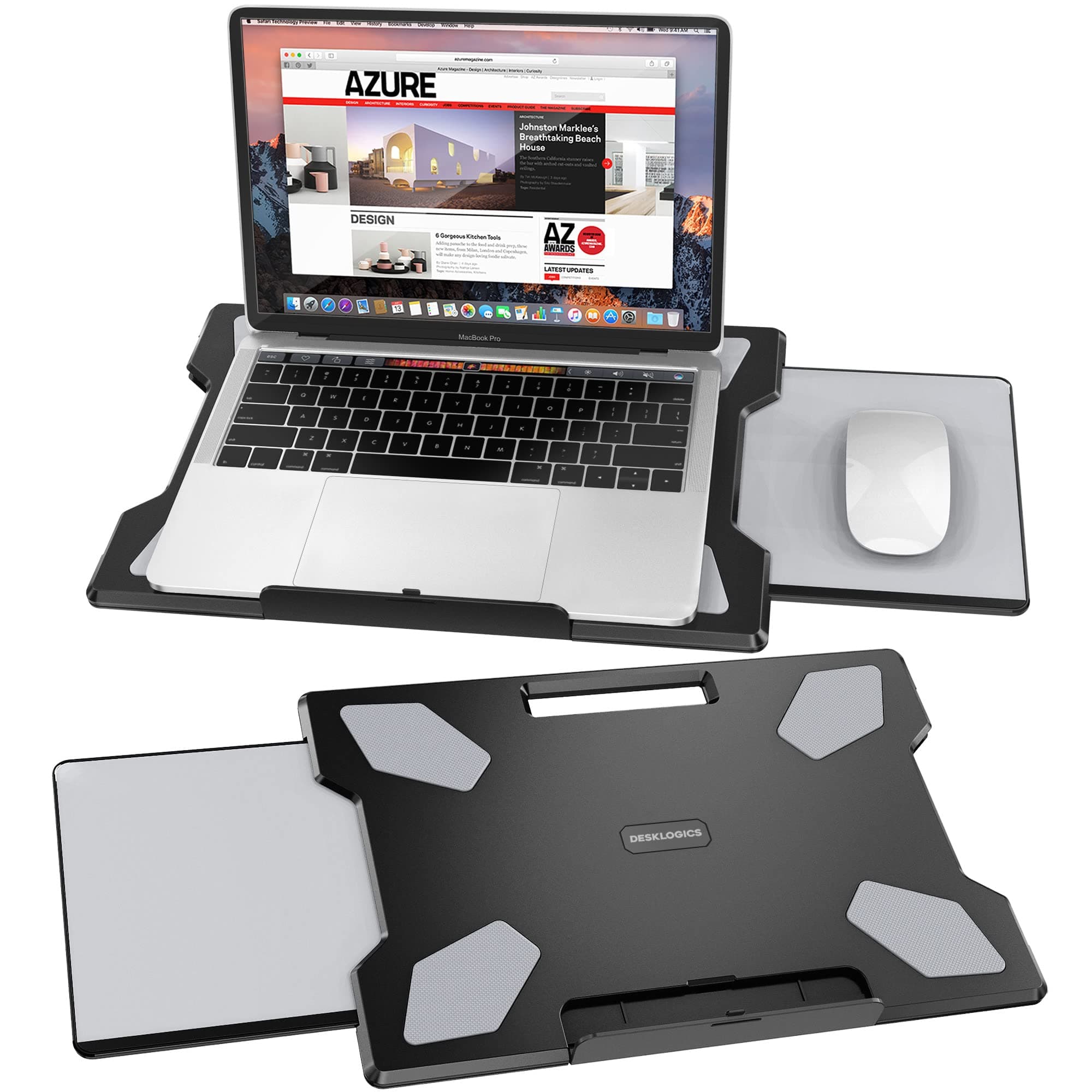 Laptop Lap Desk for Bed & Couch, Portable Laptop Lap Pad with Retractable Left/Right Mouse Pad, Stable & Comfortable Lap Tray for Sofa, Travel, Writing & Home Office