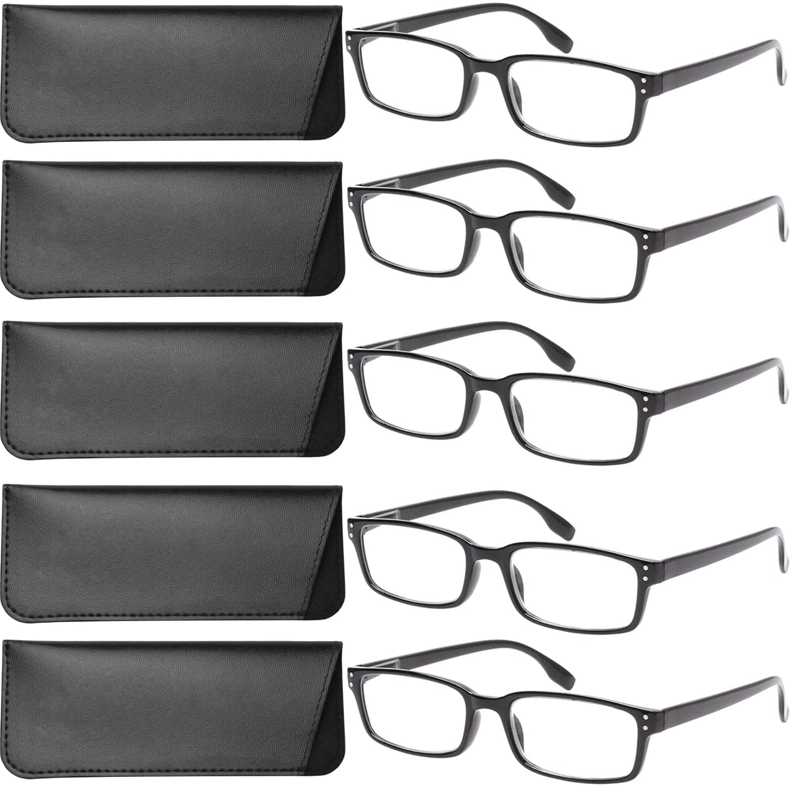 Yogo Vision Reading Glasses Men & Women Readers Spring Hinge Lightweight Eyeglasses Style Anti Glare Filter 5 Pairs