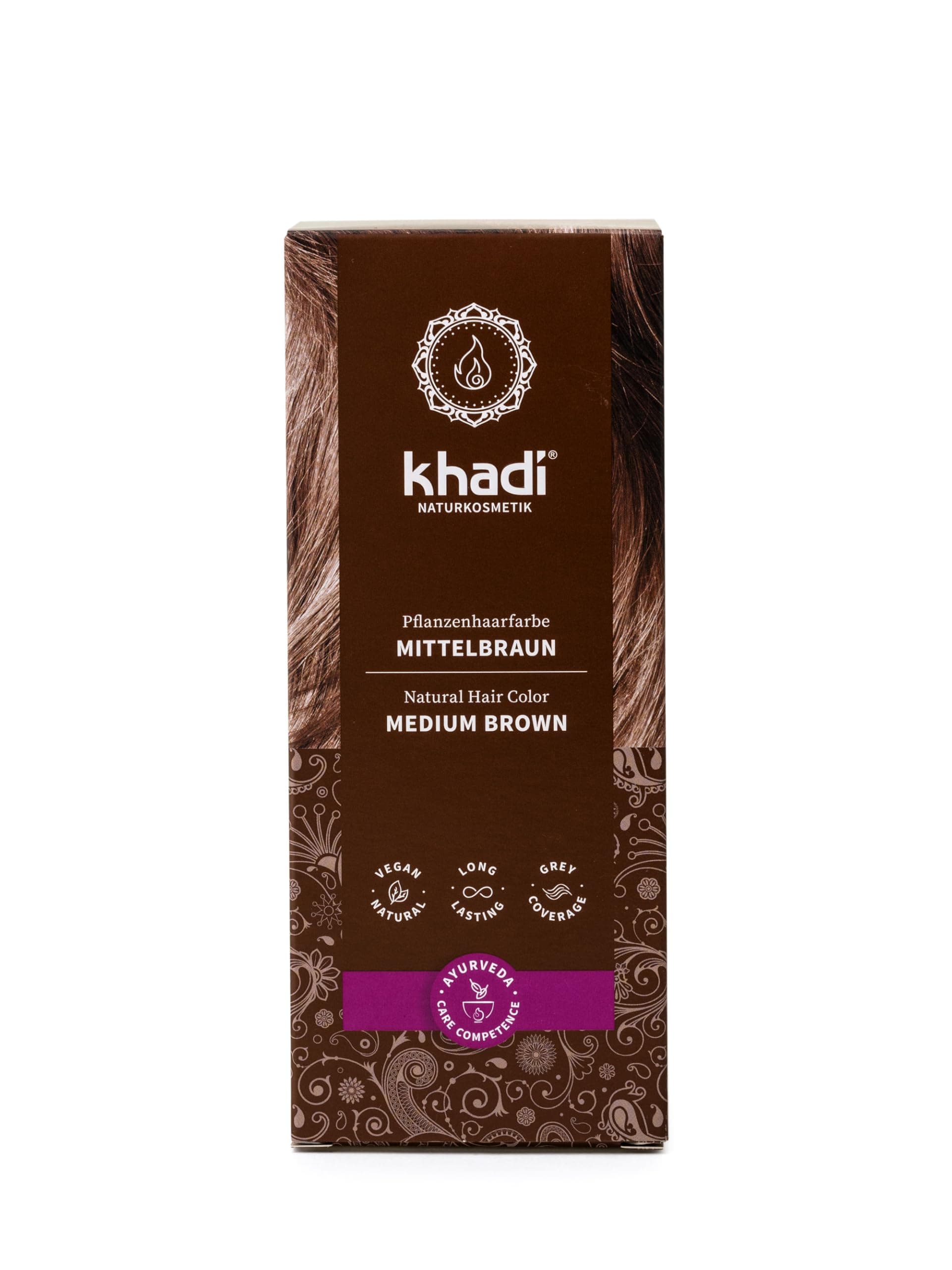 MEDIUM BROWN Natural Hair Colour - Hair dye for lively, warm cinnamon brown to strong, deep medium brown - 100% plant-based - 100g