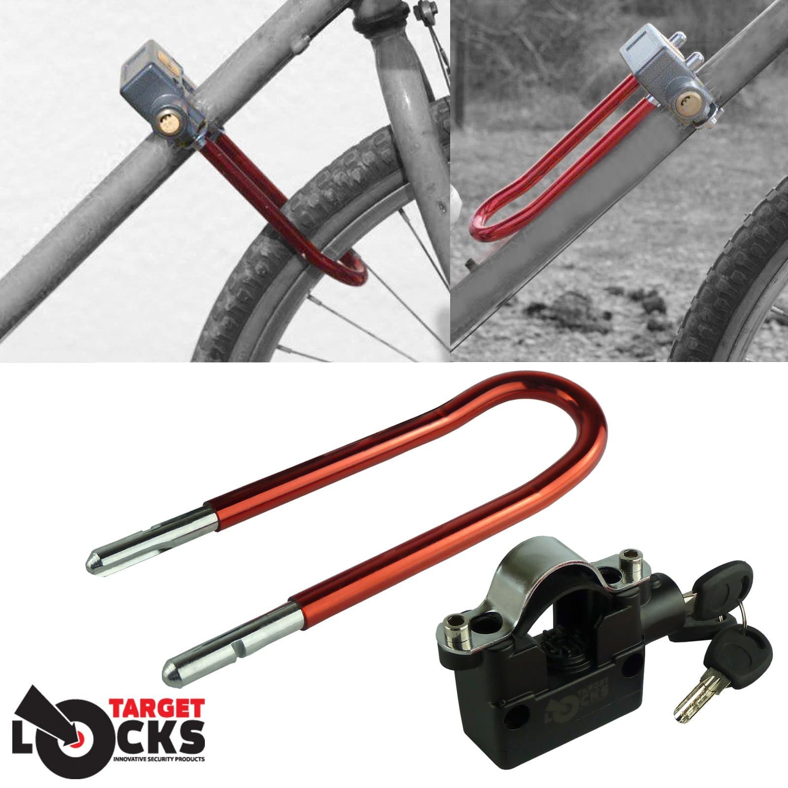 Target TL081 Alarm Bicycle Lock - High Security 110dB Siren Alarmed Lock for Securing Bicycles, Bikes, Cycles - 2 Spare Battery Sets Included