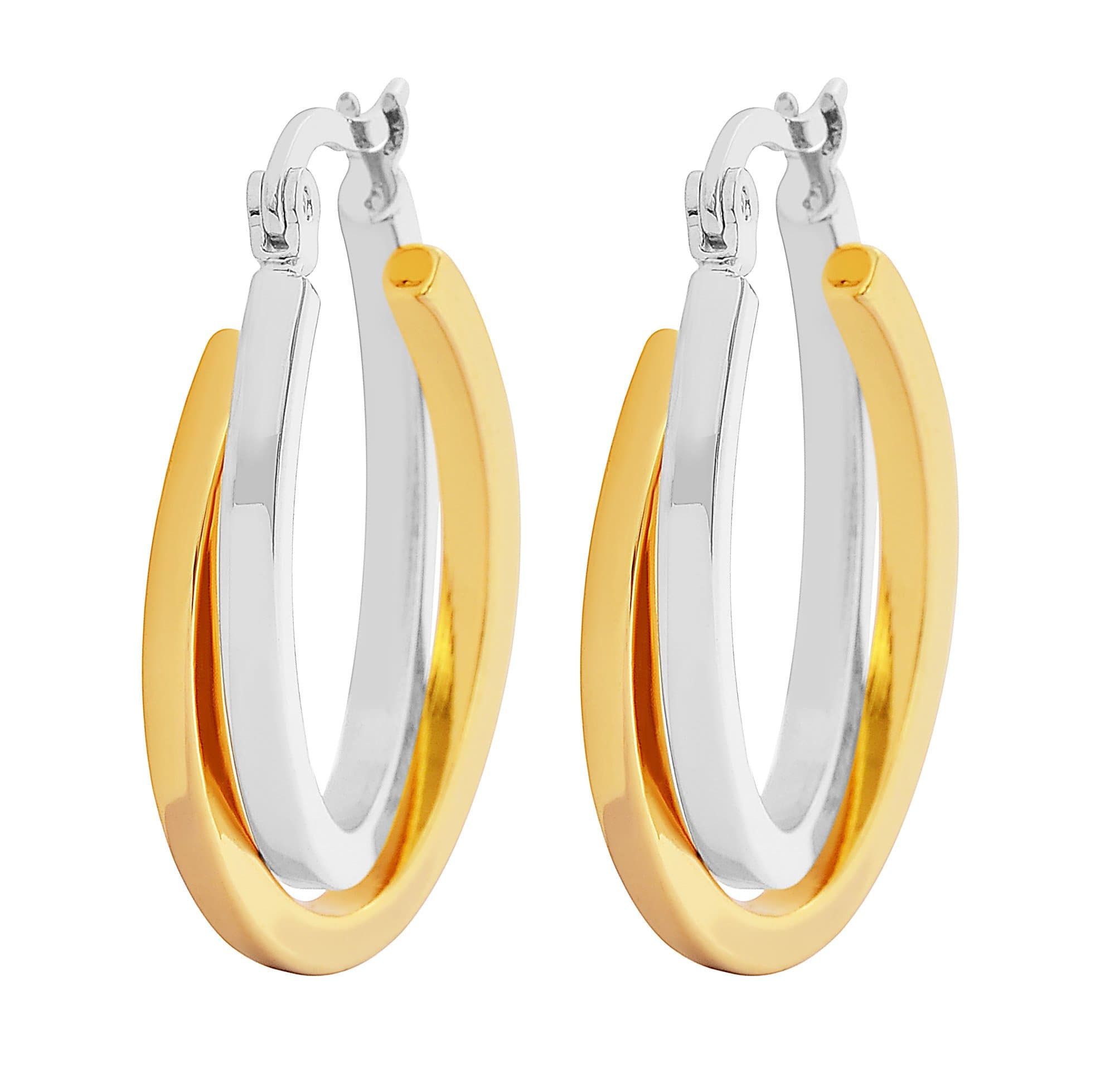 Edforce Stainless SteelEdforce Women's Stainless Steel Overlapping Oval Hoop Earrings, (30mm)