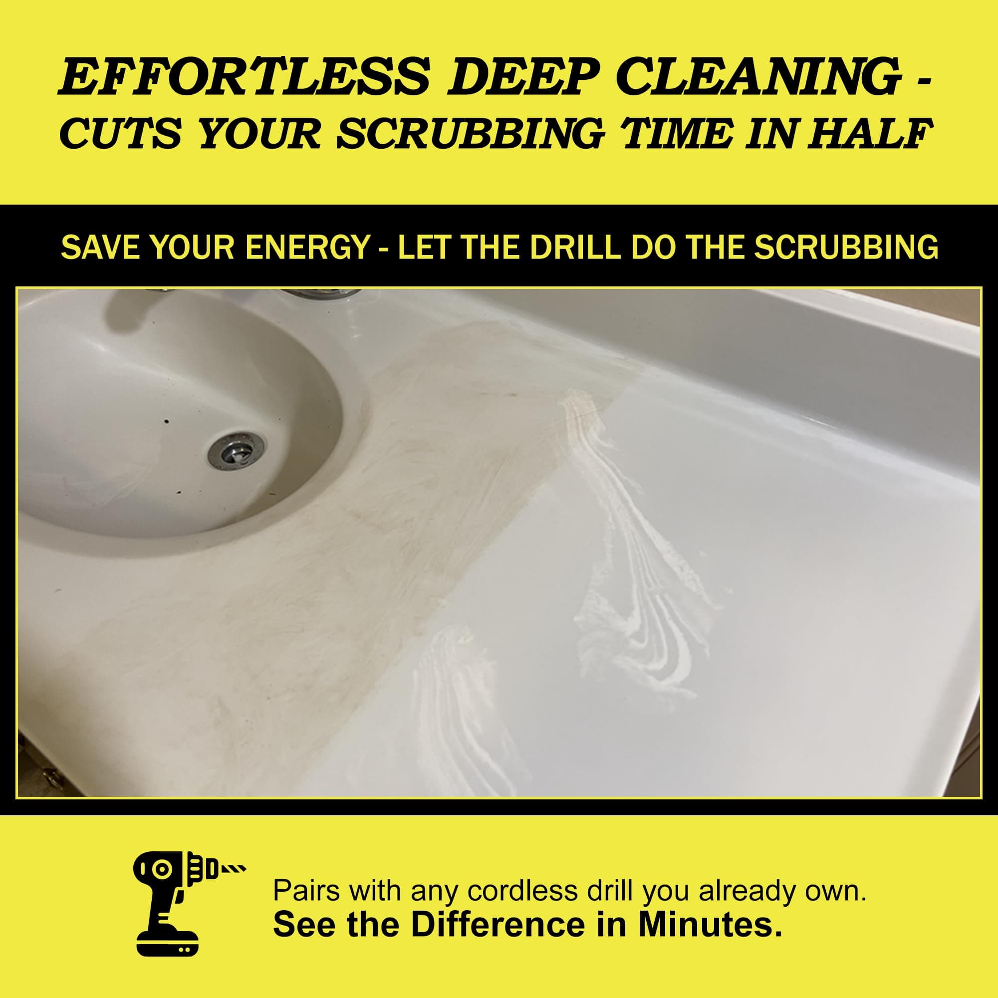 Drillbrush 4 Piece Nylon Power Brush Tile and Grout Bathroom Cleaning Scrub Brush Kit