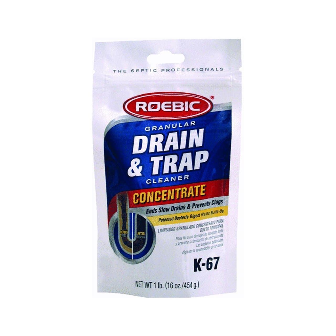 Roebic Laboratories K-67 Granular Concentrate Drain And Trap Cleaner, 16-Ounce Bag