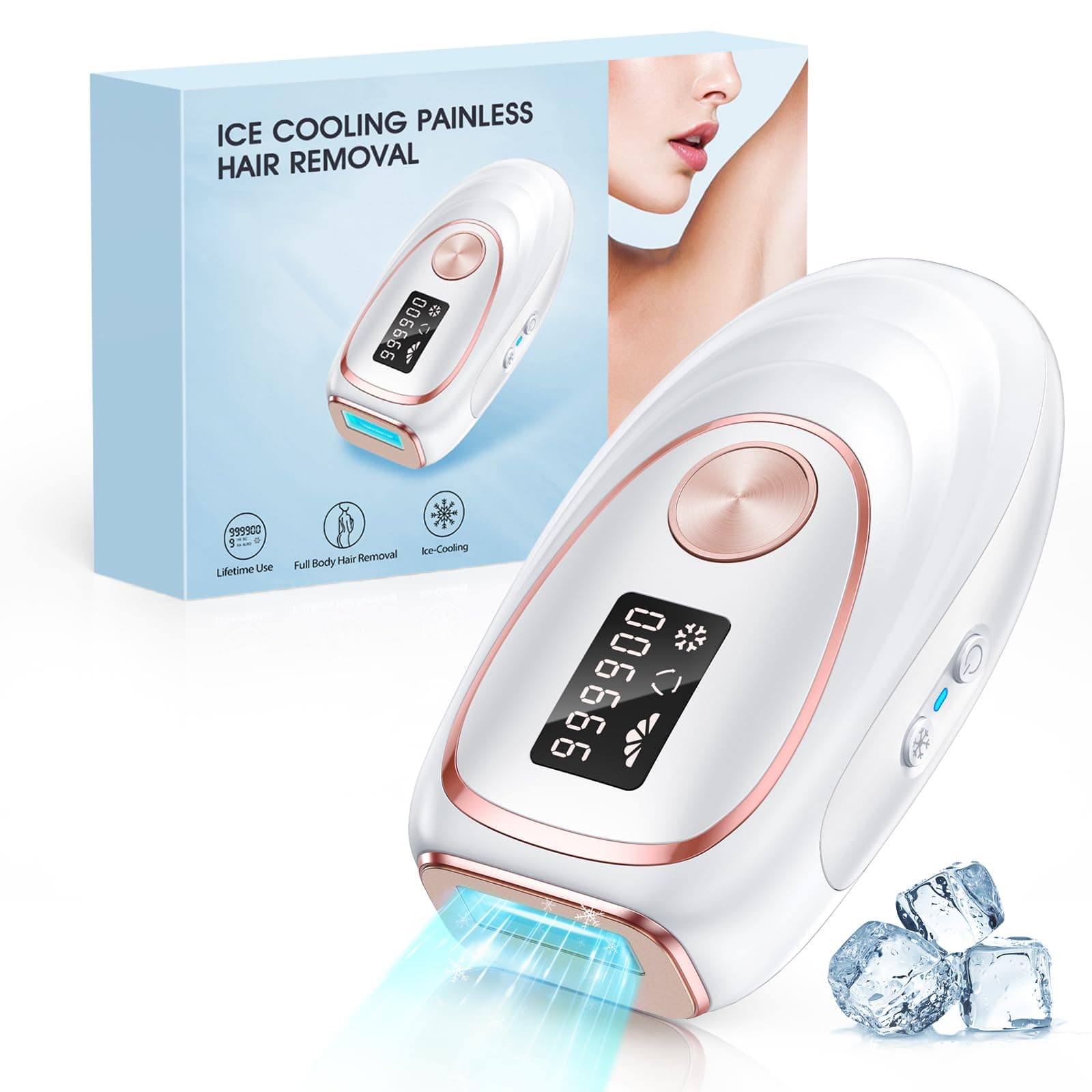 Laser Hair Removal with Cooling System, at-Home IPL Hair Removal for Women Men, Upgraded to 999,900 Flashes Permanent Hair Removal Device on Facial Legs Arms Bikini Line