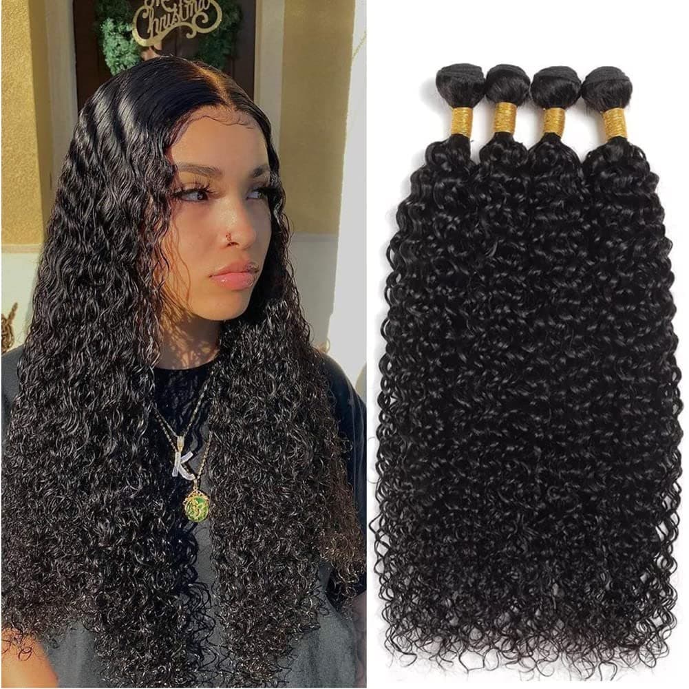 Perstar Brazilian Water Wave Virgin Hair 4 Bundles Remy Human Hair Weaves Natural Black Factory Price (14 16 18 20,Natural Color)