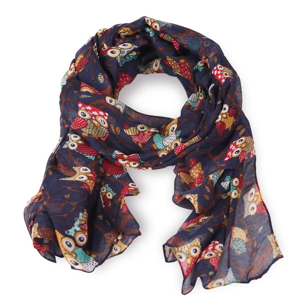 Women's Ladies Owl Print Fashion Scarf Wraps Shawl Soft Scarves Multi Color by DiaryLook