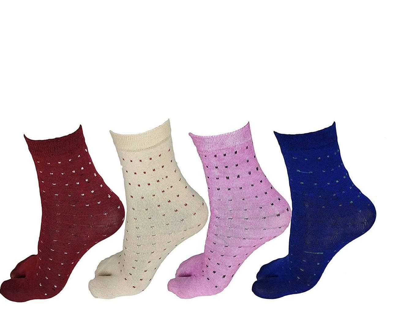 Women's Printed Ankle Length Double Knit Thumb Cotton Multicolored Socks Combo Random Colours & Design (PACK OF