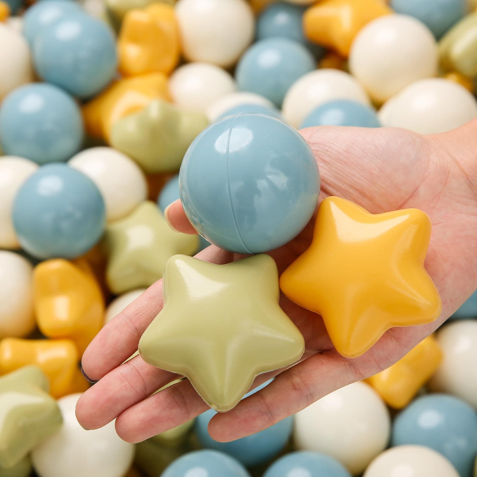 Star Ball Pit Balls 50 100 200 500 for Toddlers - Ball Pit Ball Shapes for Boys Girls Fun, Birthday Party, Christmas Decoration