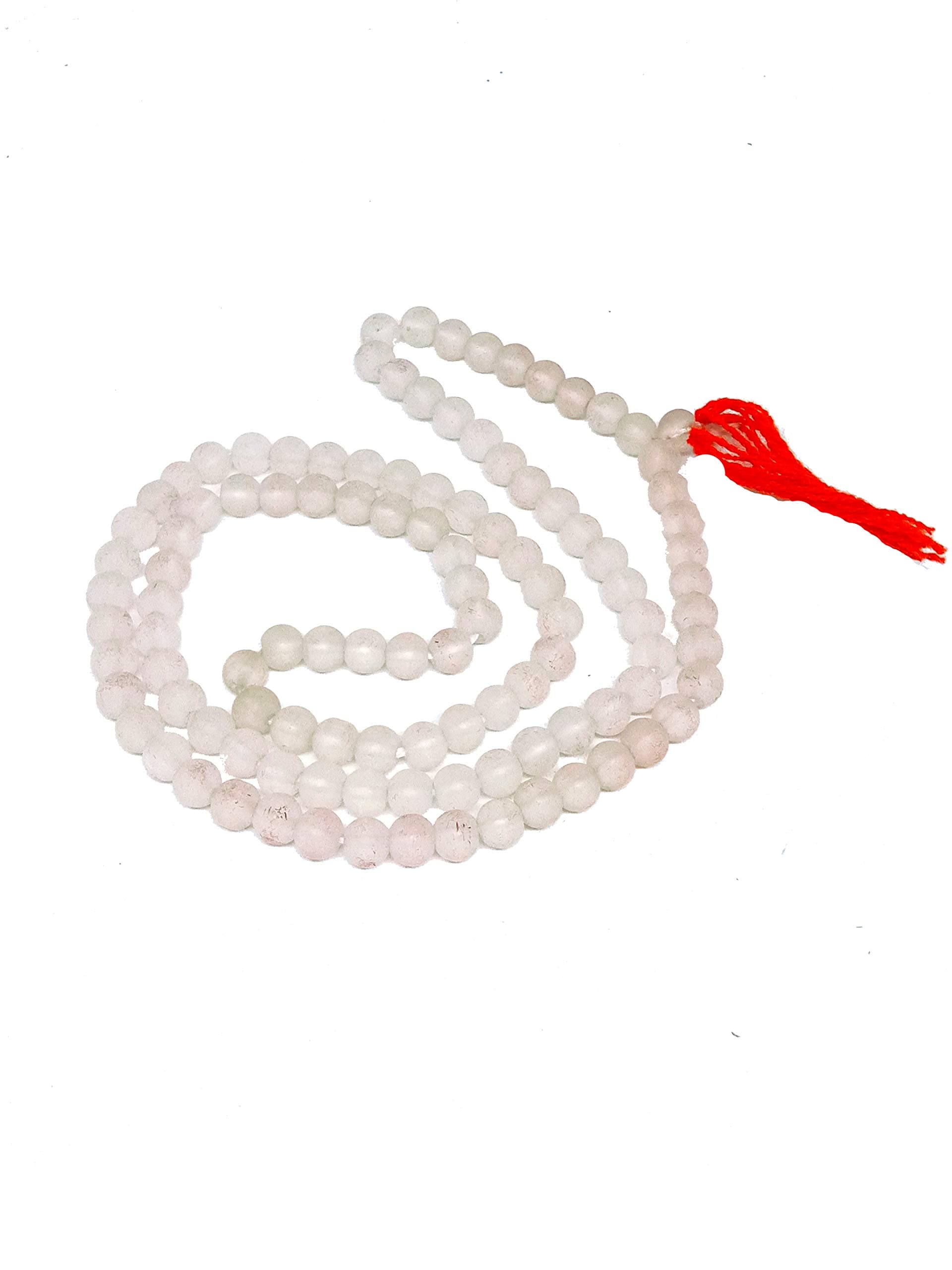 Unicop 100% Natural White Tourmaline Crystal Spiritual Mala 5 mm Beads For Men And Women
