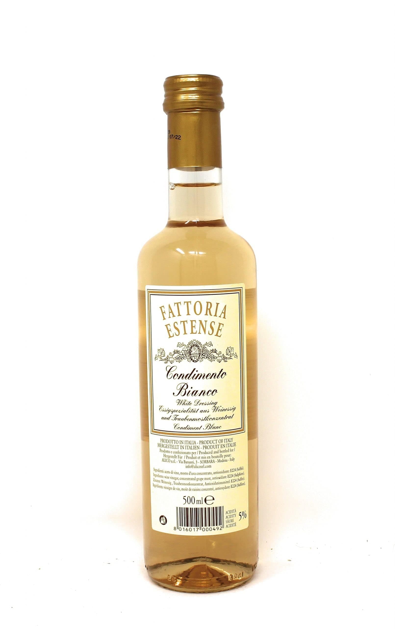 Fattoria Estense Italian Condimento Bianco – Premium White Balsamic Vinegar Dressing 500ml