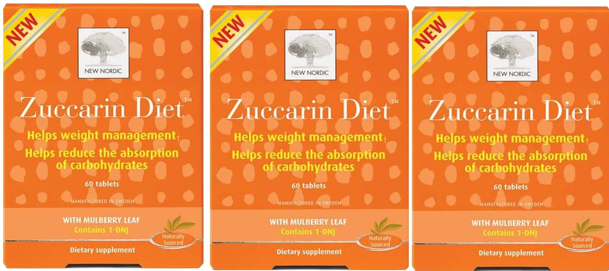 Mulberry Zuccarin, 60 Tabs by New Nordic US Inc (Pack of 3)