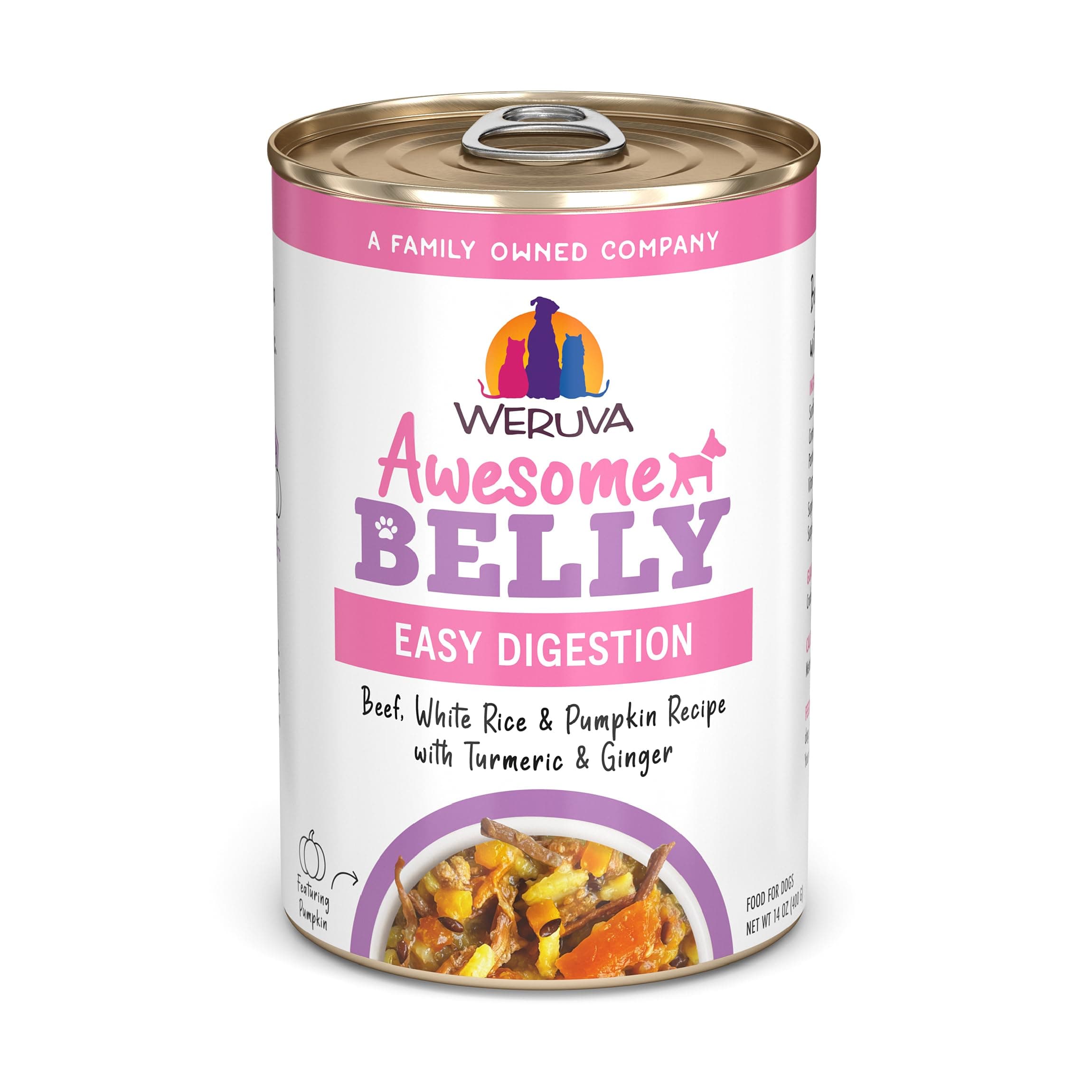 Weruva Awesome Belly Wet Dog Food, Beef & White Rice, 14oz Can (Pack of 10)