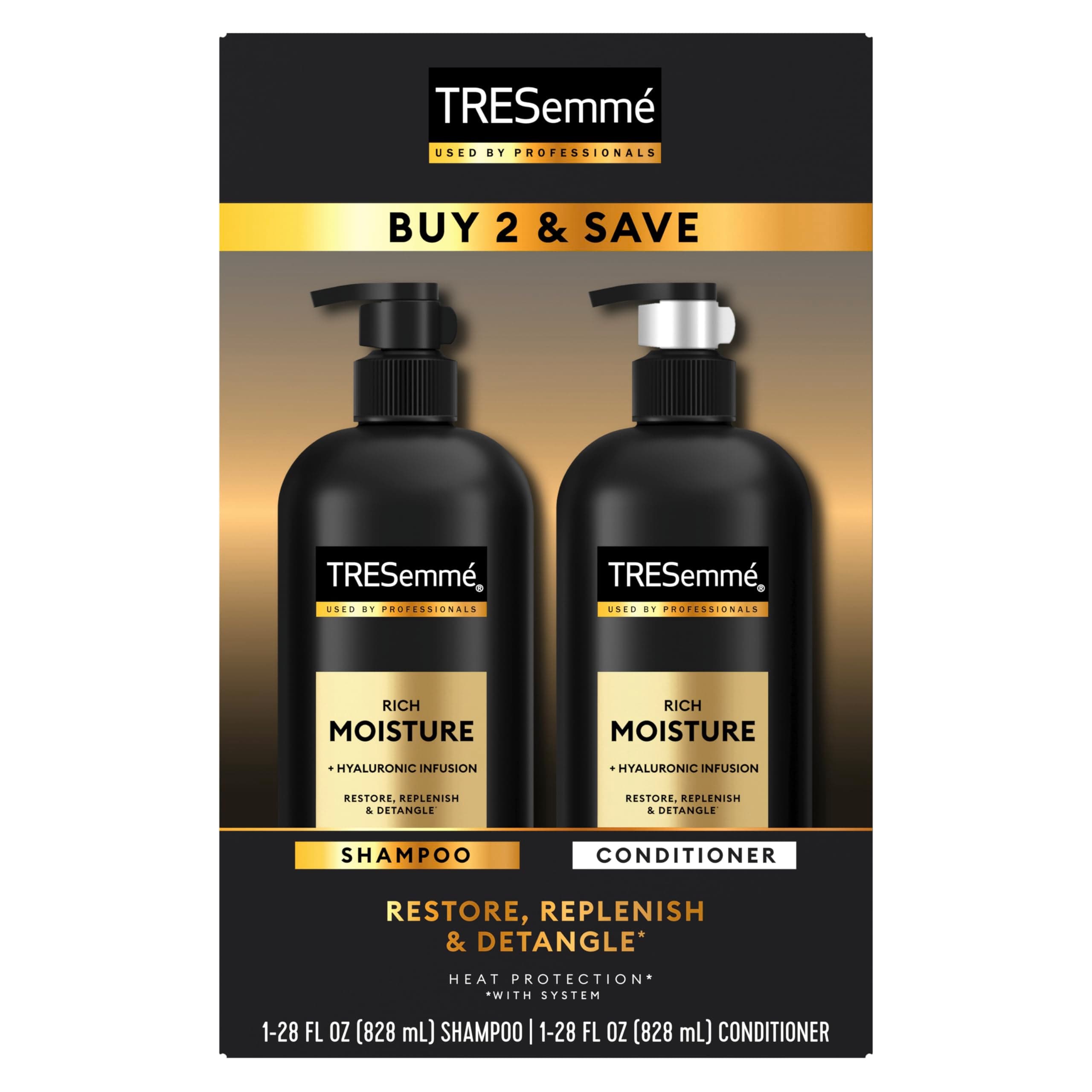 TRESemme Moisture Rich Shampoo and Conditioner, 28 oz, Pack of 2