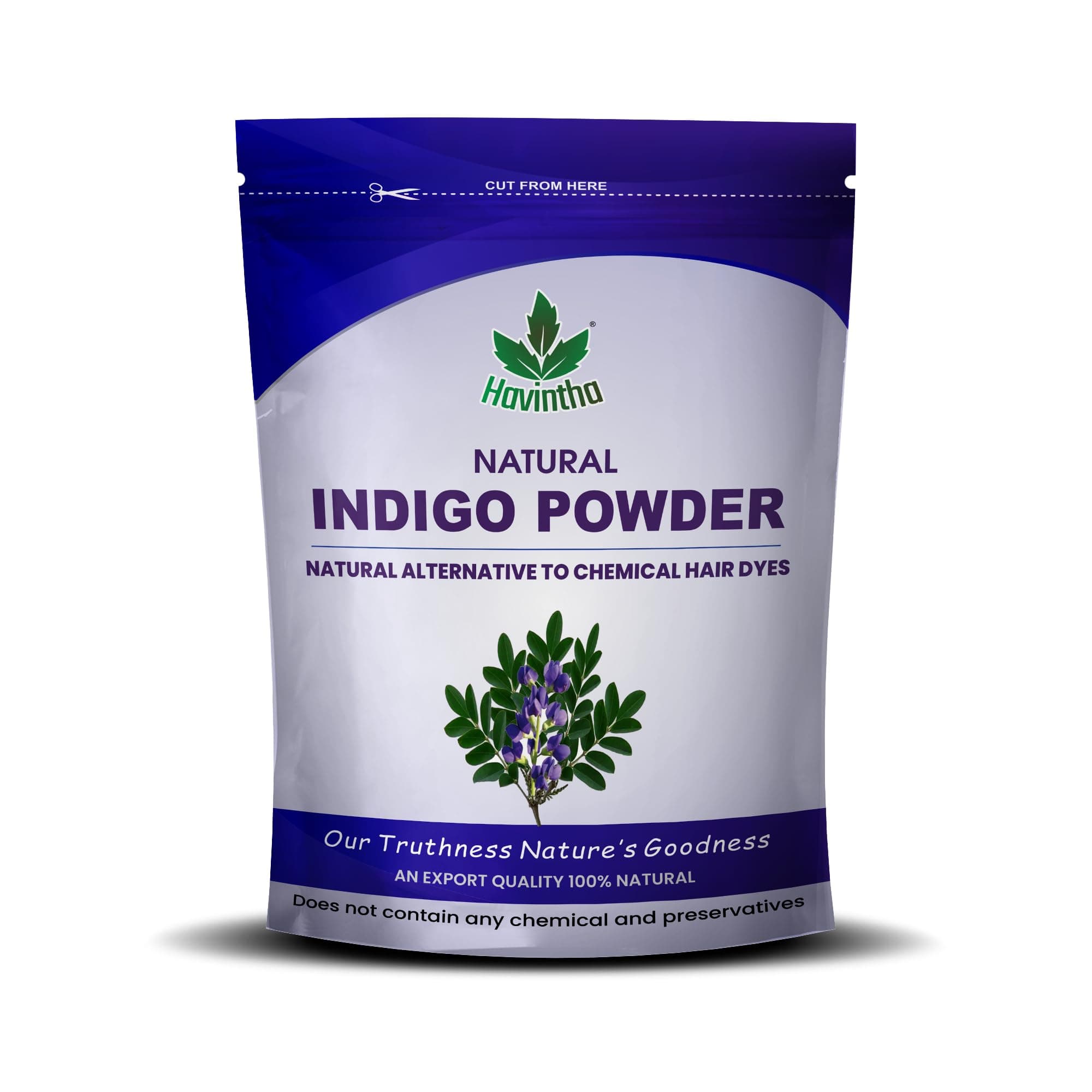 Havintha Natural Indigo Powder (Indigofera Tinctoria) for Hair, Pure and Herbal for Natural Hair Colorant Black/Brown Hair Dye/Color (8 Ounce)