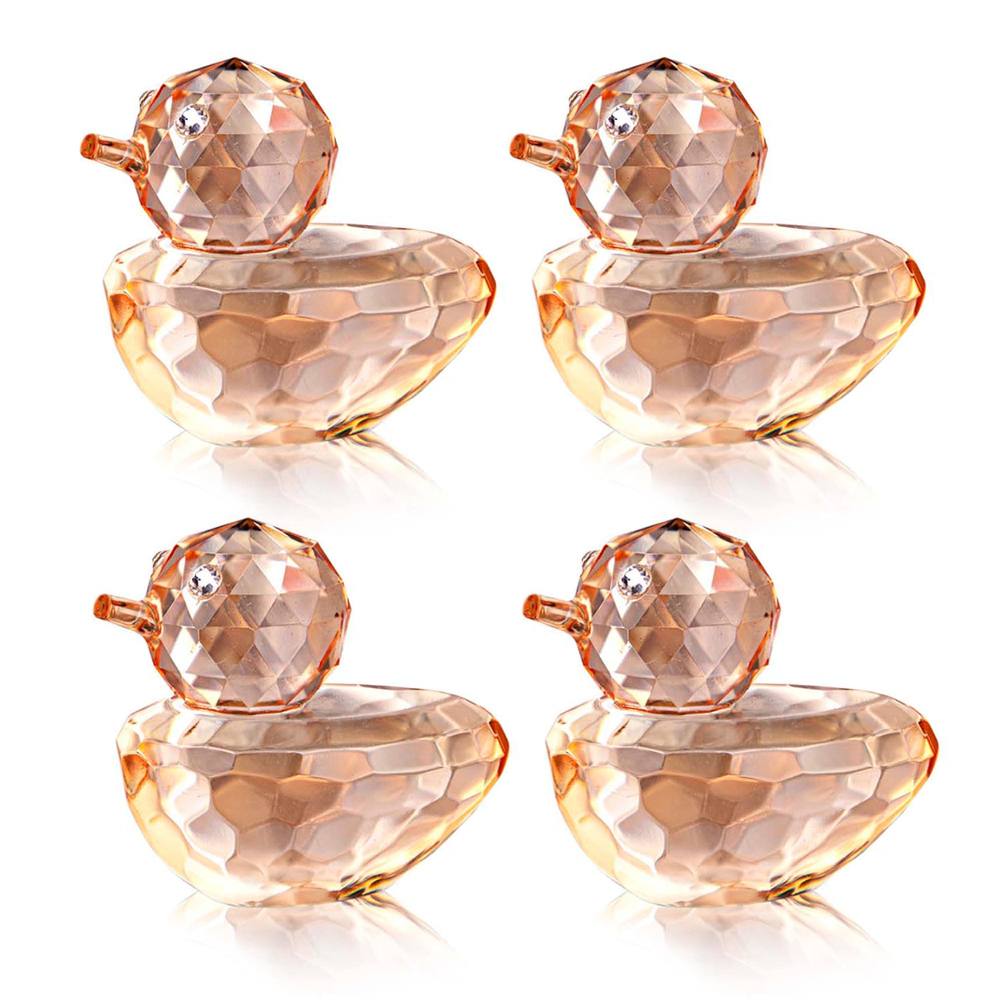 QFkris Set of 4 Crystal Yellow Duck Figurines Collectibles Glass Animal Figurine for Table Home Decoration Furnishing Article