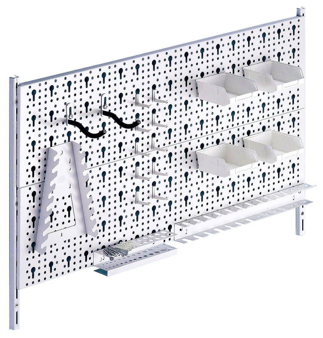 Element System Peg Board Tool Holder Set includes screws and wall plugs - White (19-Piece), Made in Germany