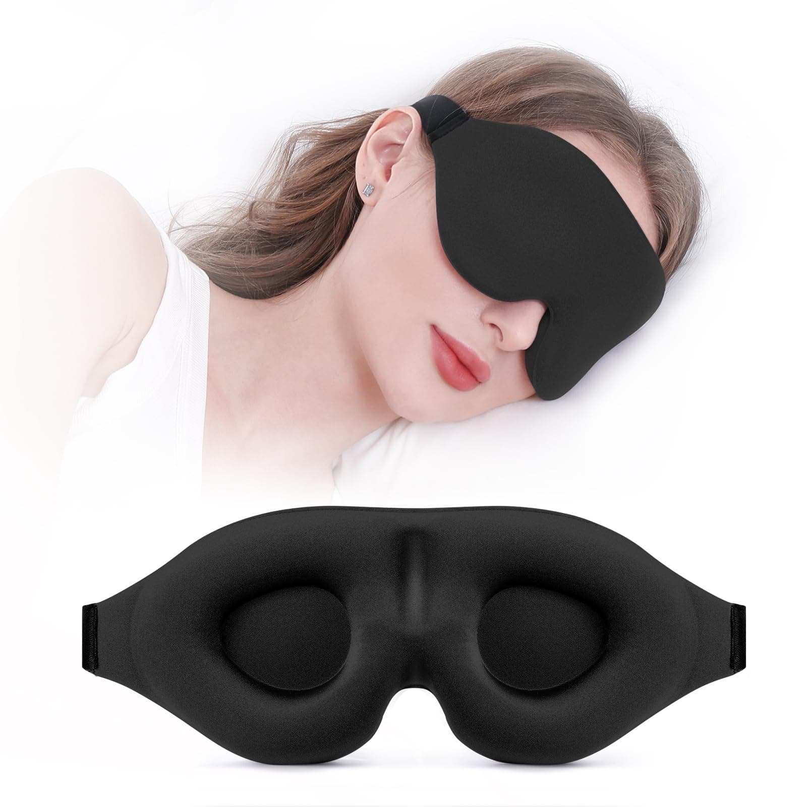 Sleep Mask for Women Men, Eye mask for Sleeping 3D Contoured Cup Blindfold, Concave Molded Night Sleep Mask, Block Out Light, Soft Comfort Eye Shade Cover for Yoga Meditation